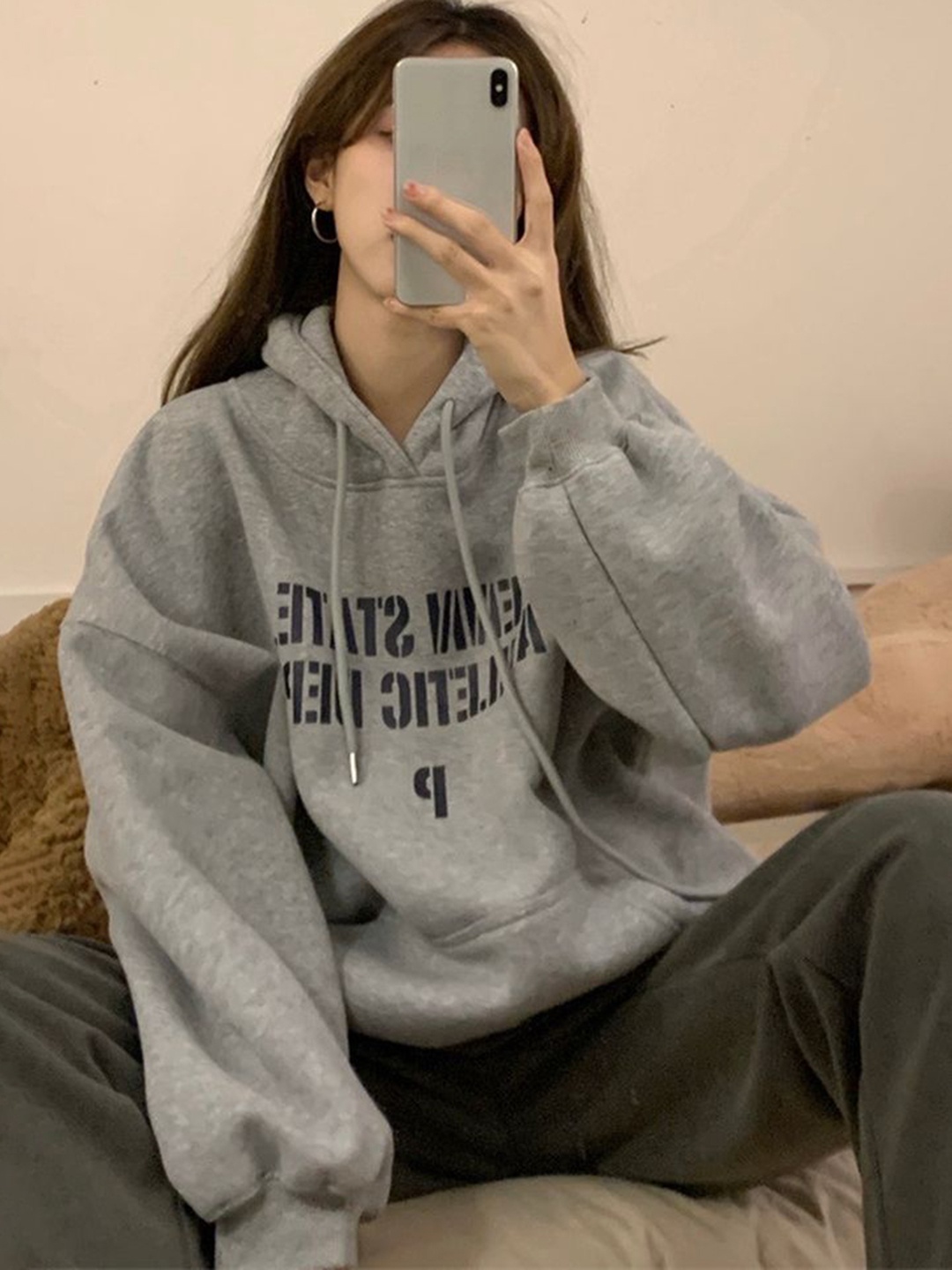 

LULU & SKY Women Long Sleeves Hooded Sweatshirt, Grey
