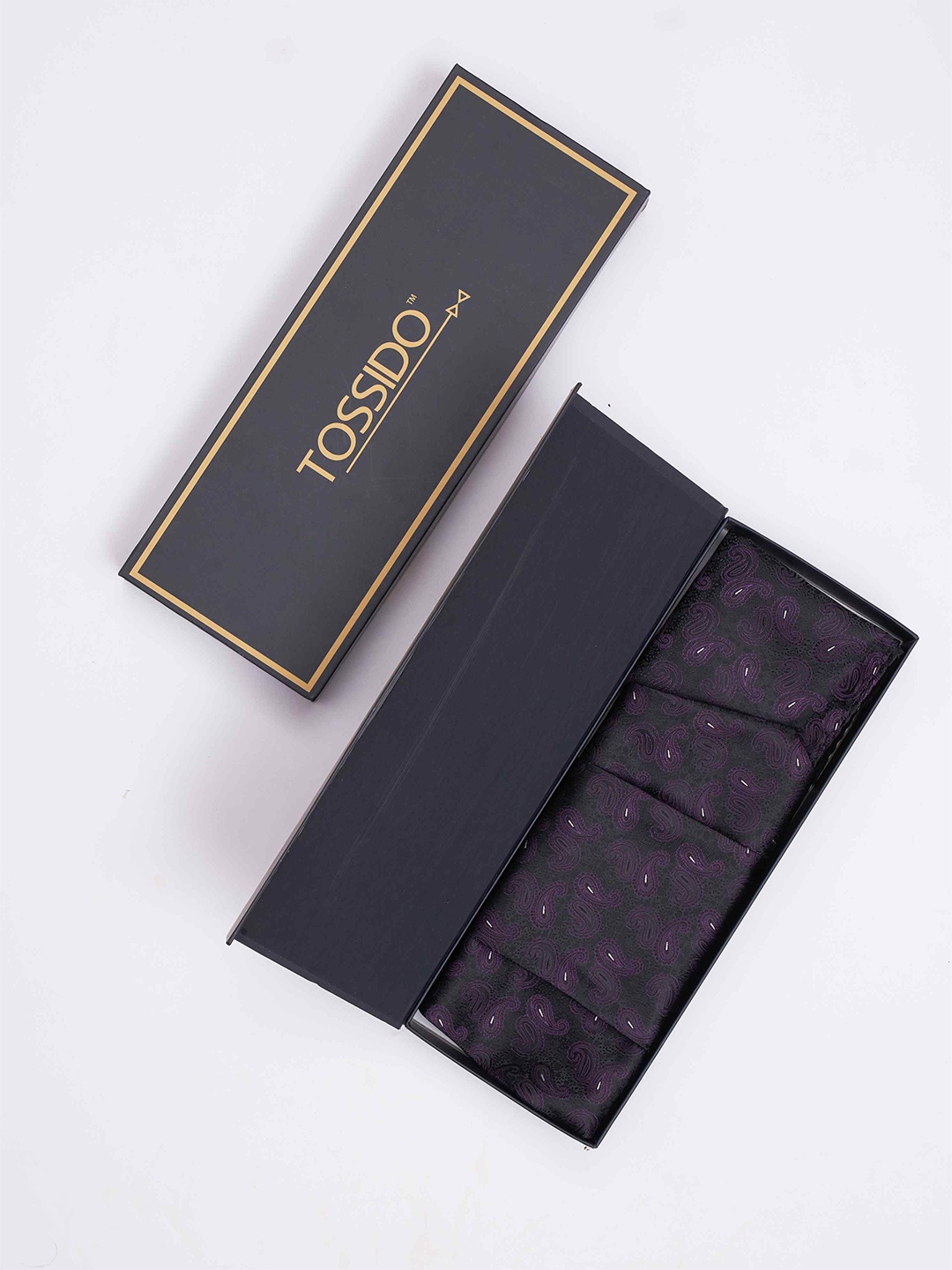 

Tossido Men Woven Cravat & Pocket Square Accessory Gift, Purple