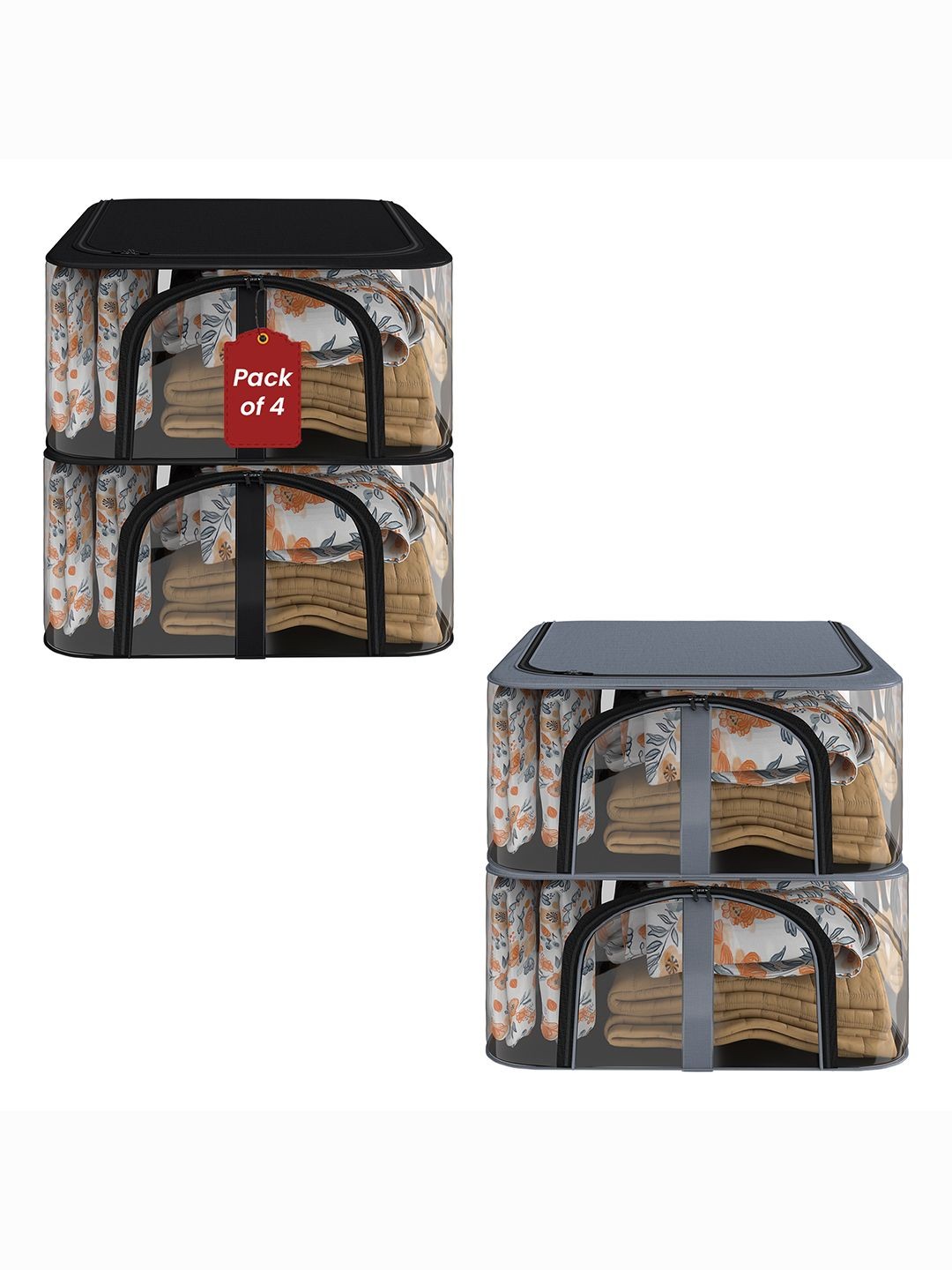 

Kuber Industries Black 4 Pieces Regular Drawer Organisers