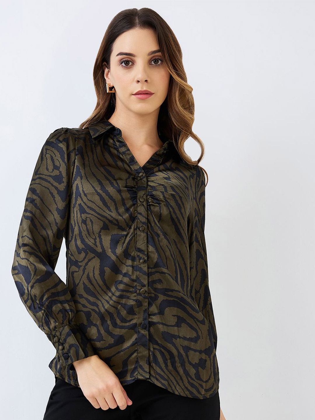 

HERE&NOW Women Print Shirt Style Top, Navy blue