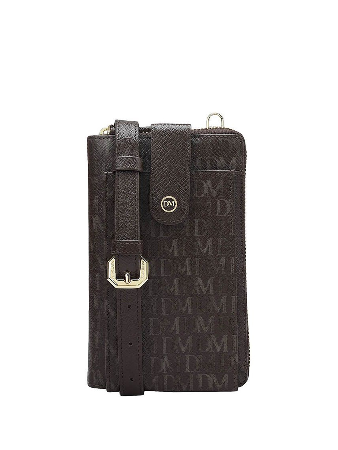 

Da Milano Brand Logo Printed Leather Two Fold Wallet, Brown