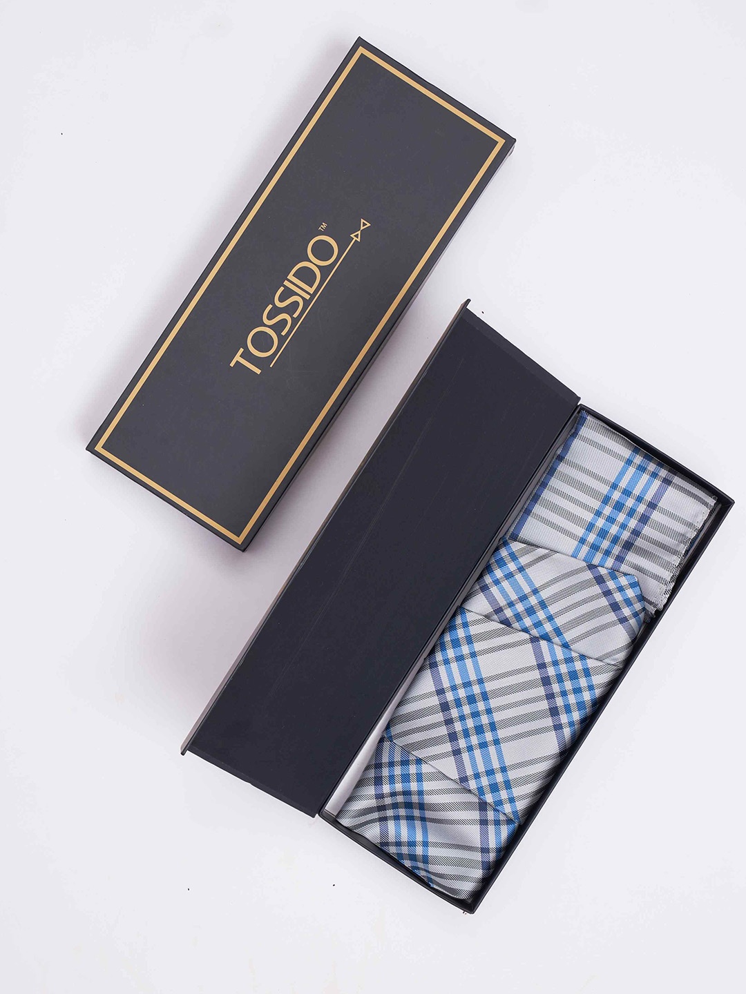 

Tossido Men Woven Design Cravat & Pocket Square Accessory Gift, Blue