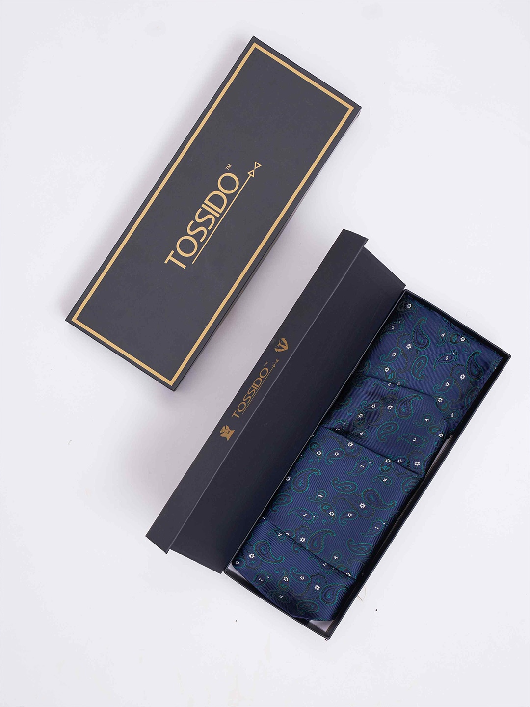 

Tossido Men Woven Cravat & Pocket Square Accessory Gift, Blue