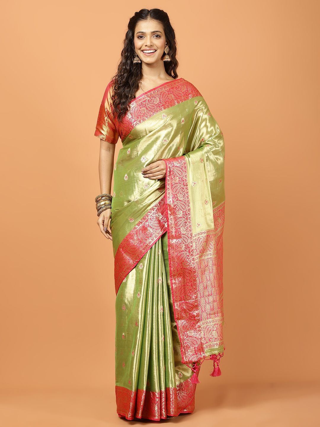 

Meena Bazaar Woven Design Banarasi Saree, Green
