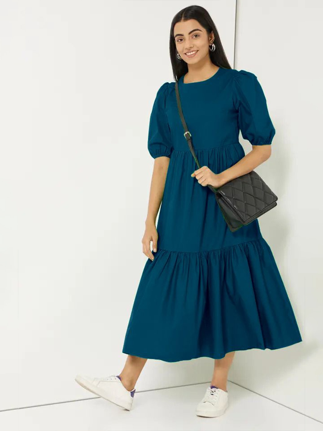 

Krunal Raiyani Pleated Fit & Flare Midi Dress, Blue