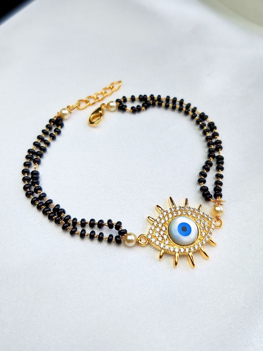 

Anouk Rose Gold-Plated Evil Eye AD Studded Stainless Steel Mangalsutra Bracelet