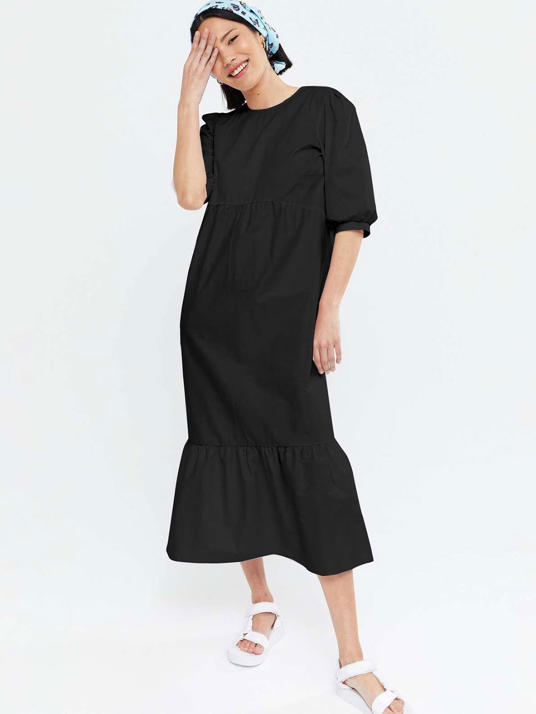 

Femvy Women A-Line Dress, Black