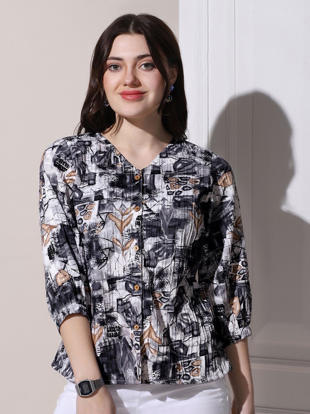 

Moda Rapido Floral Printed Chiffon Top, Black