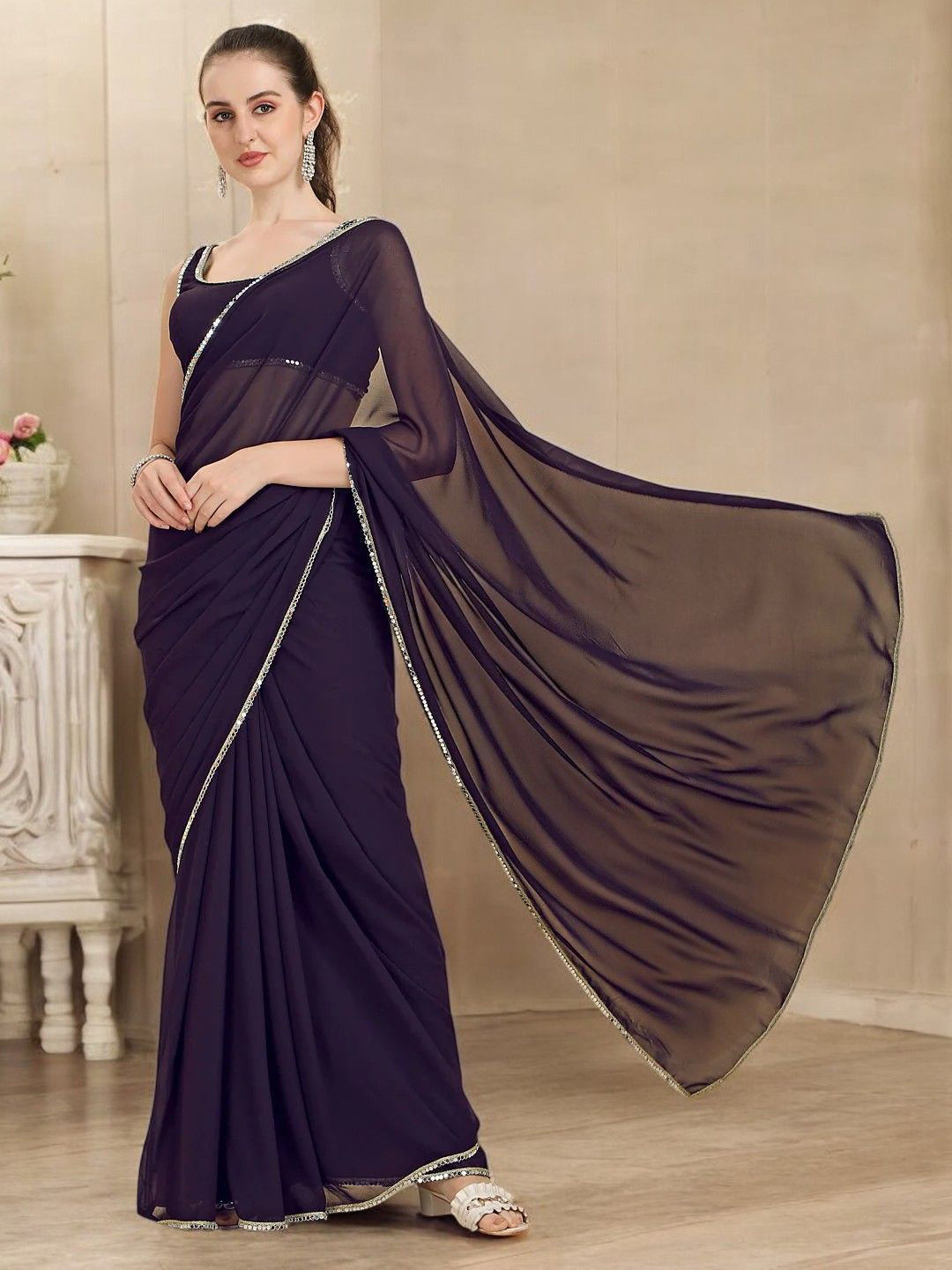 

The Textile Hub Pure Silk Designer Saree, Magenta