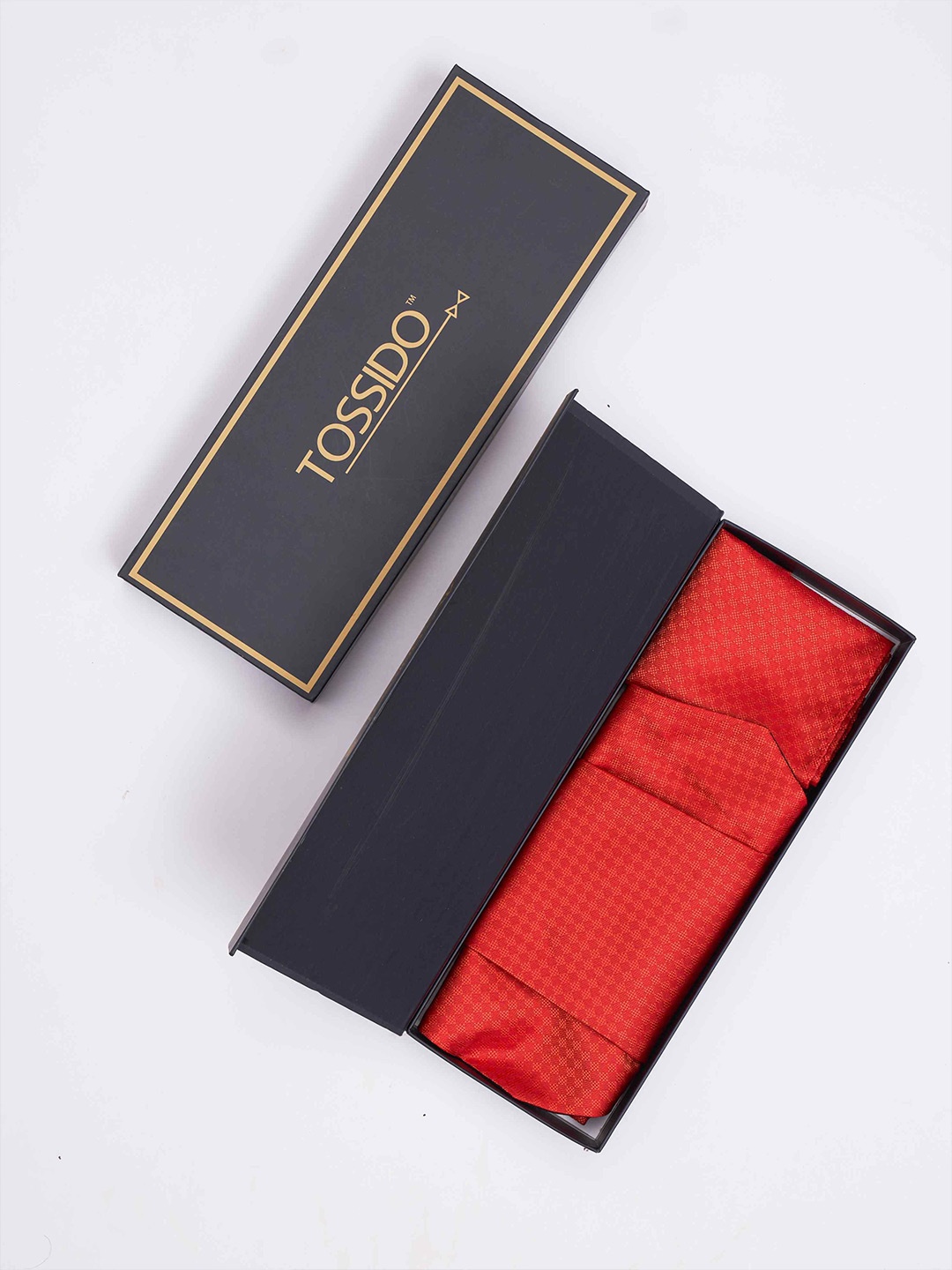 

Tossido Men Woven Cravat & Pocket Square Accessory Gift, Orange
