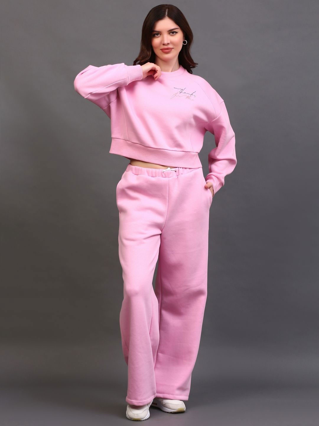 

ECO LEAS BY SHIPRA Women Round Neck Long Sleeves Sweatshirt, Pink