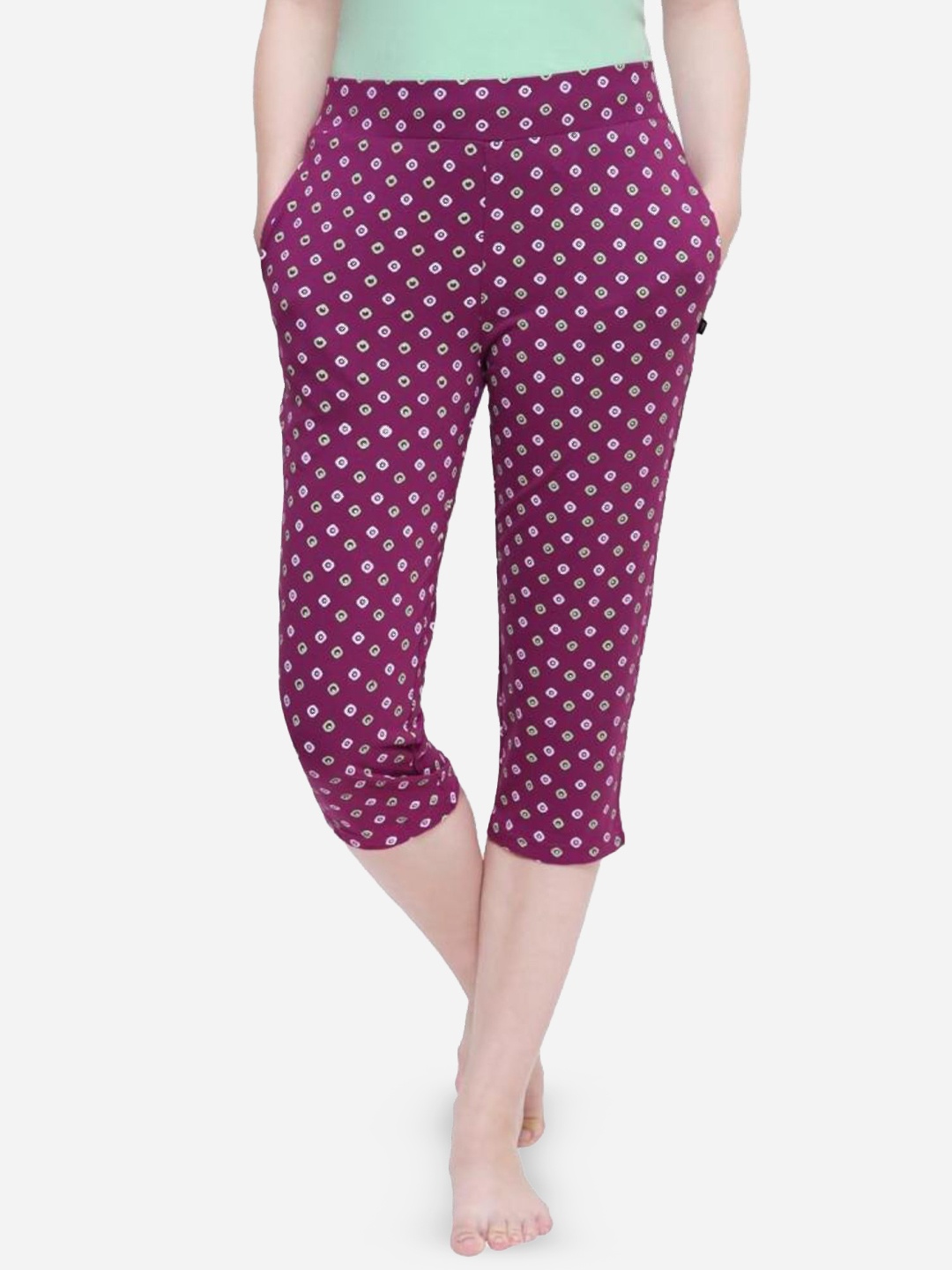 

Bodycare Women Printed Capris, Purple