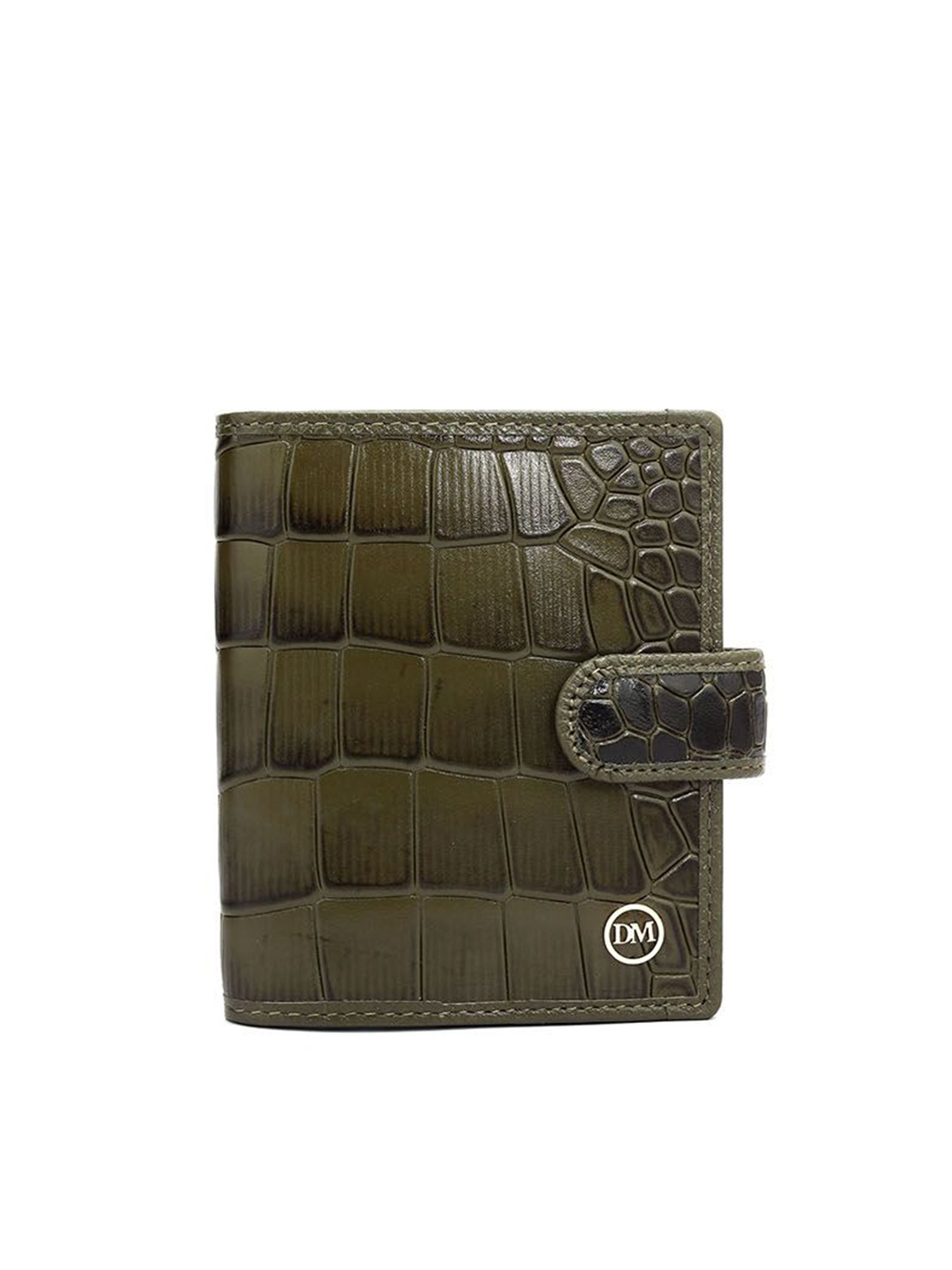 

Da Milano Unisex Geometric Textured Leather Card Holder, Green