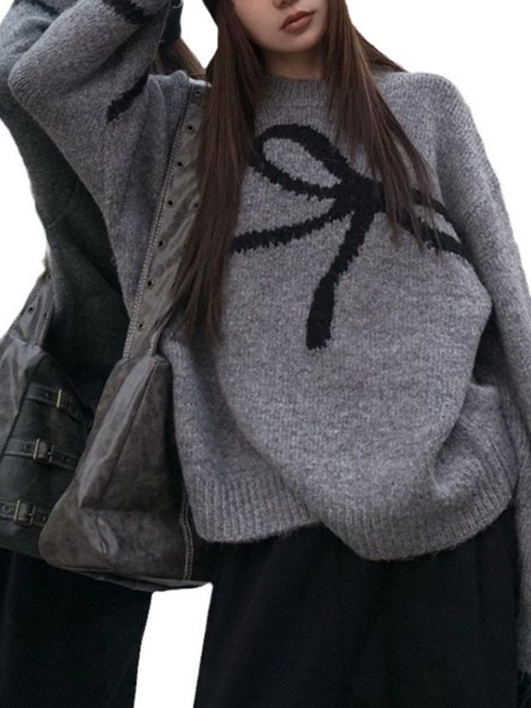 

LULU & SKY Women Self Design Pullover, Grey