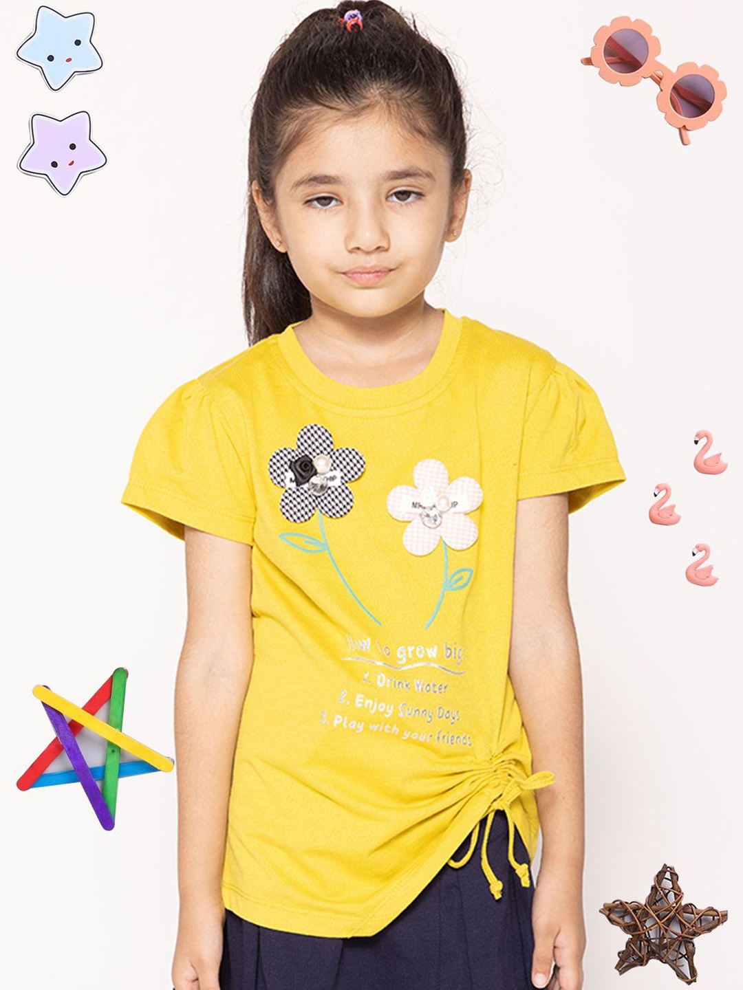 

PAMPOLINA Girls Cotton Printed Top, Purple