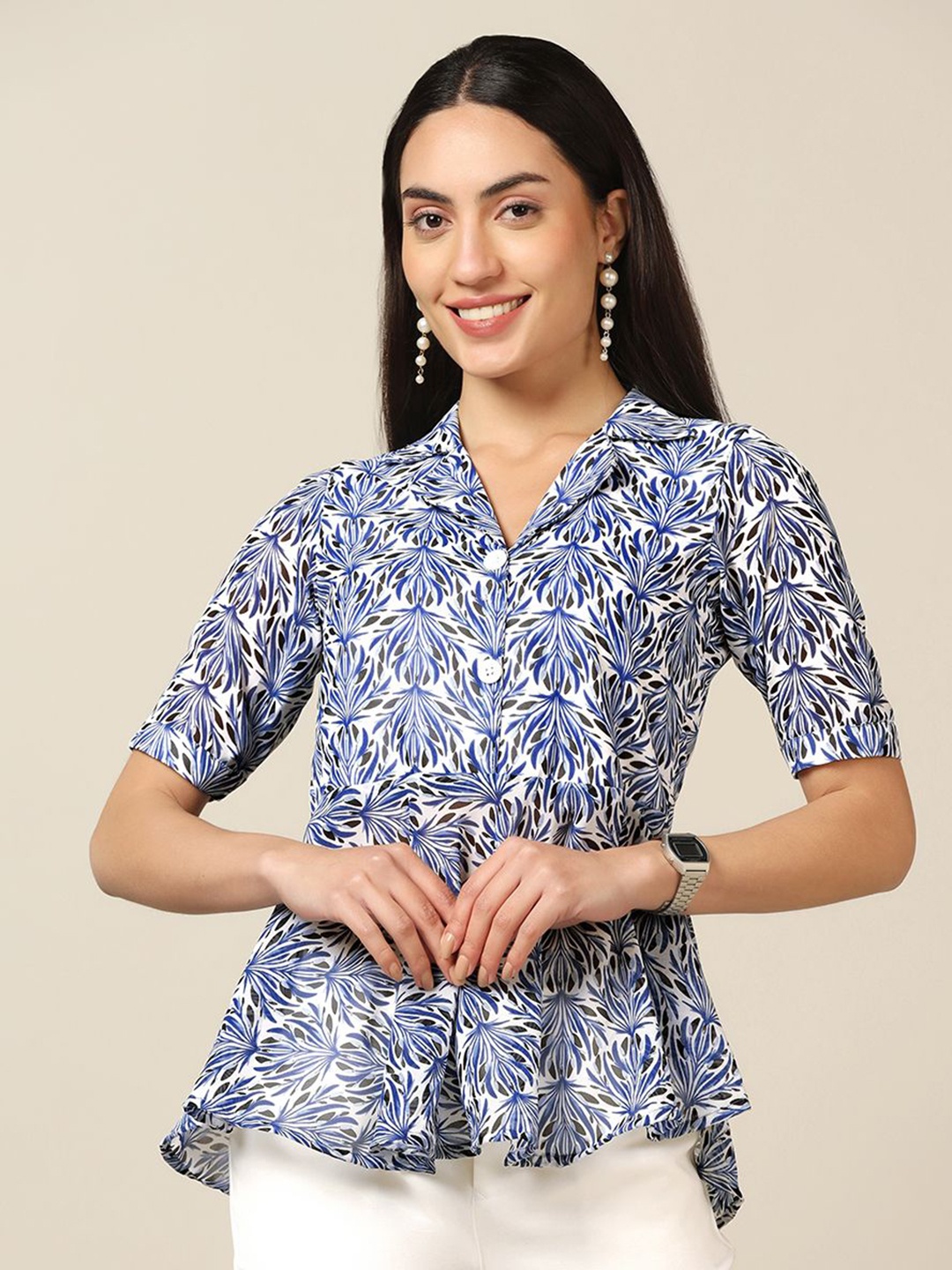 

Moda Rapido Women Geometric Printed Top, Blue
