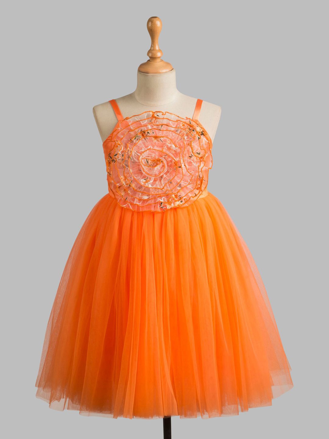 

Toy Balloon kids Girls Net Fit & Flare Dress, Orange