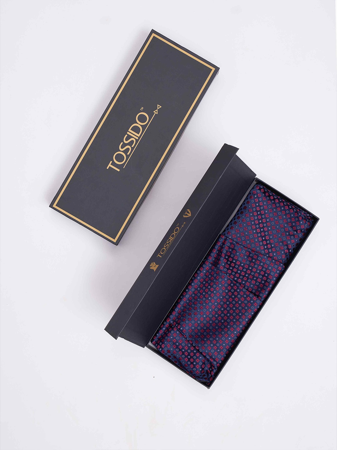 

Tossido Men Woven Design Cravat & Pocket Square Accessory Gift, Blue