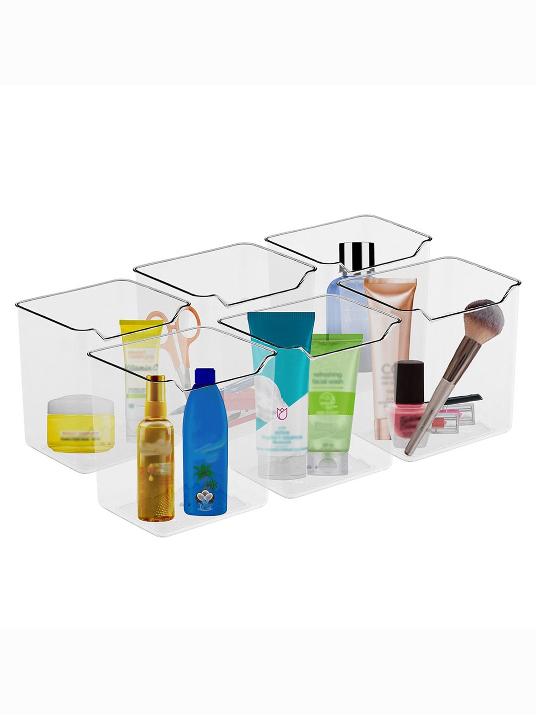 

Kuber Industries Transparent Set of 6 Regular Multi-Utility Organisers