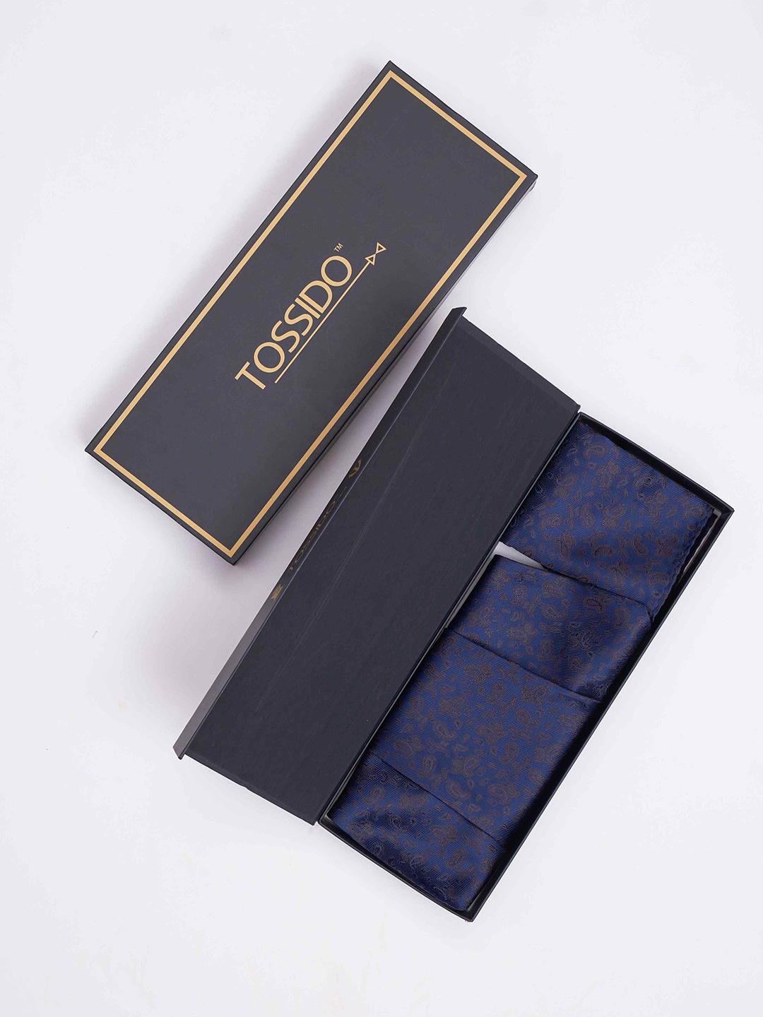 

Tossido Men Woven Design Cravat & Pocket Square Accessory Gift, Blue