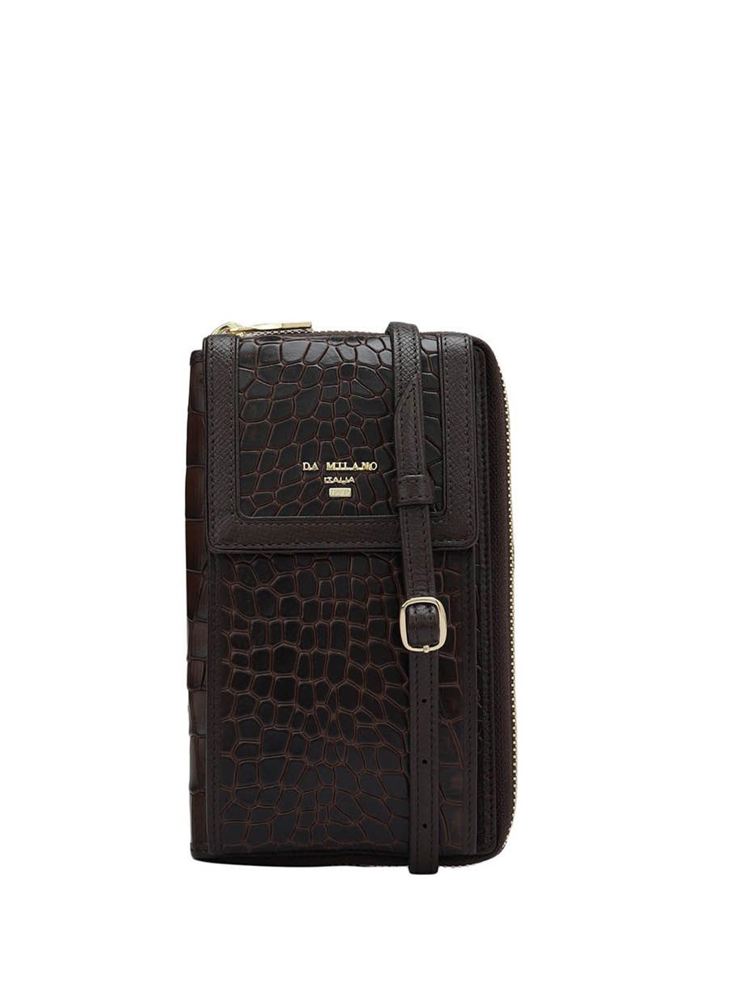 

Da Milano Unisex Textured Messenger Bag, Brown