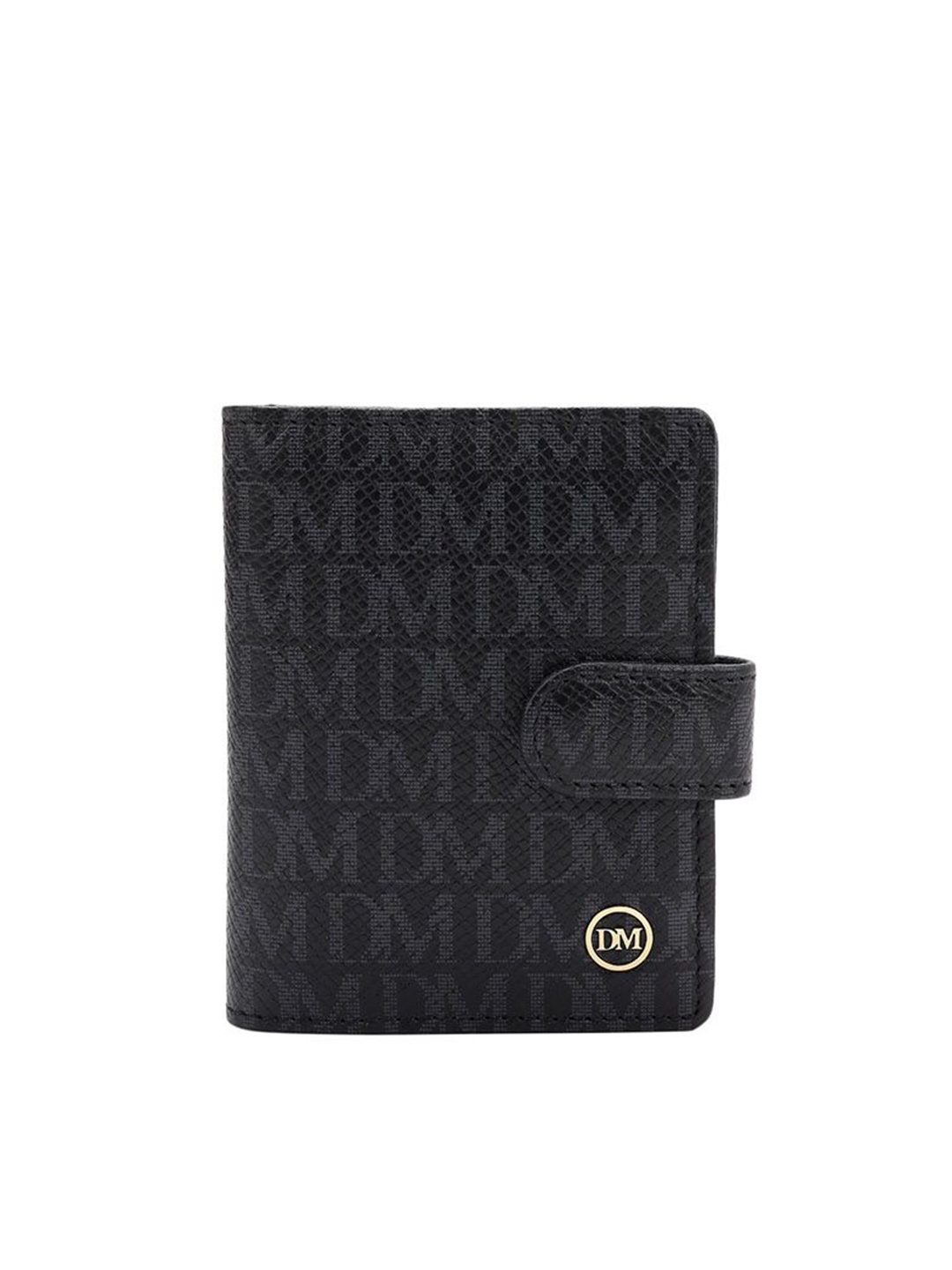 

Da Milano Unisex Printed Leather Card Holder, Black