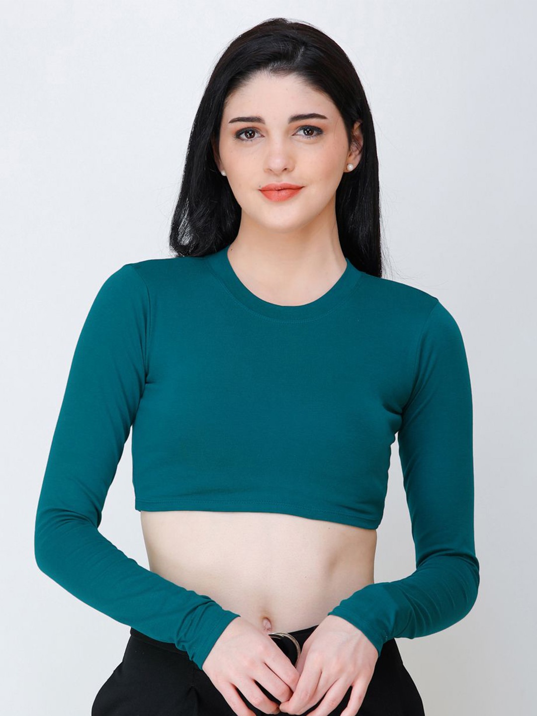 

BAESD Women Fitted Crop Top, Teal