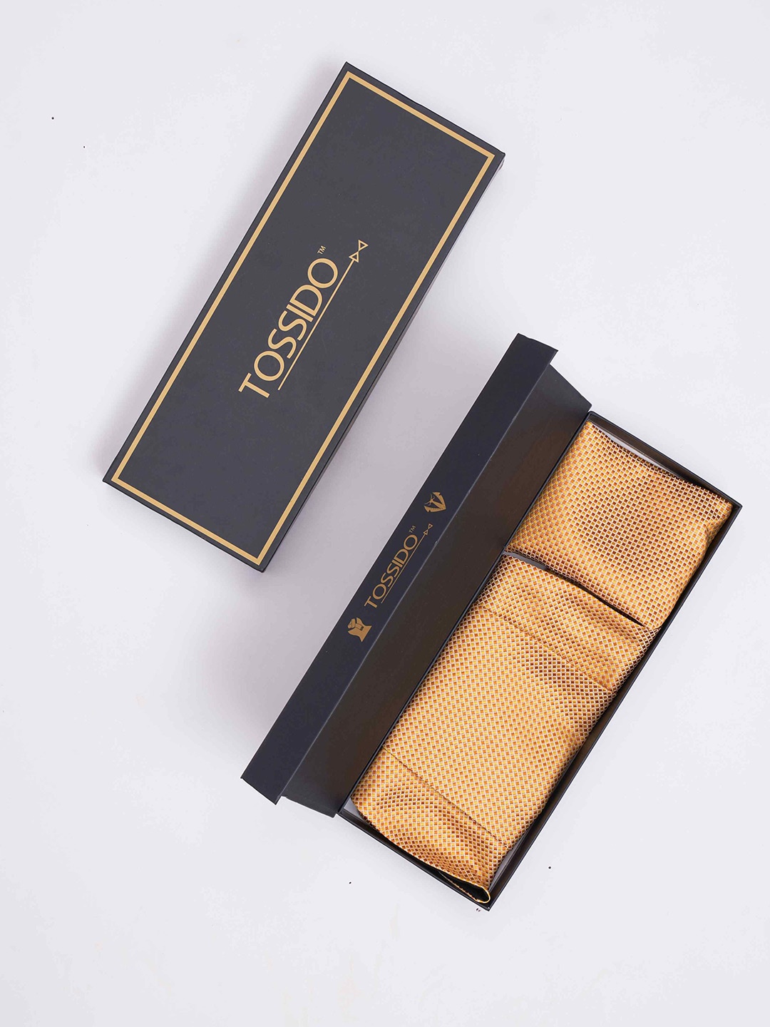 

Tossido Men Woven Cravat & Pocket Square Accessory Gift, Yellow