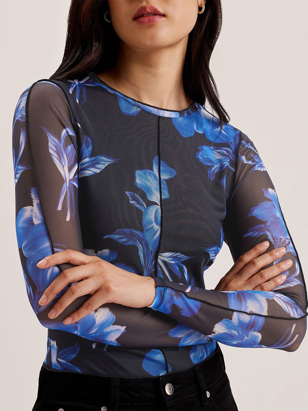 

Ted Baker Women Floral Printed Round Neck Top, Black