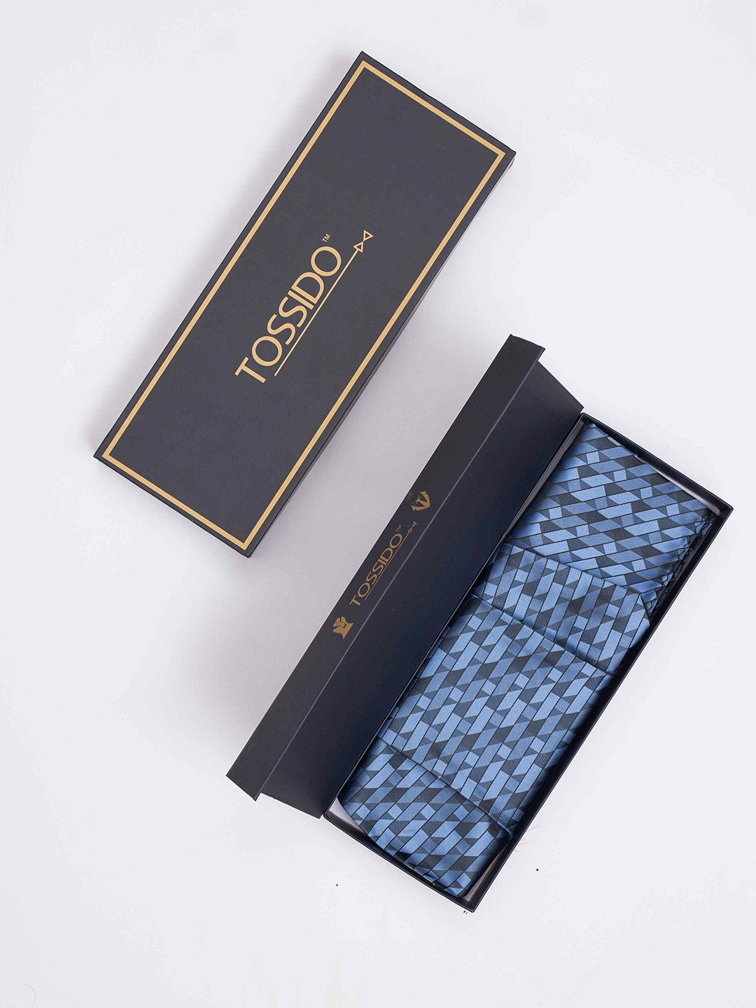 

Tossido Men Woven Design Cravat & Pocket Square Accessory Gift, Blue