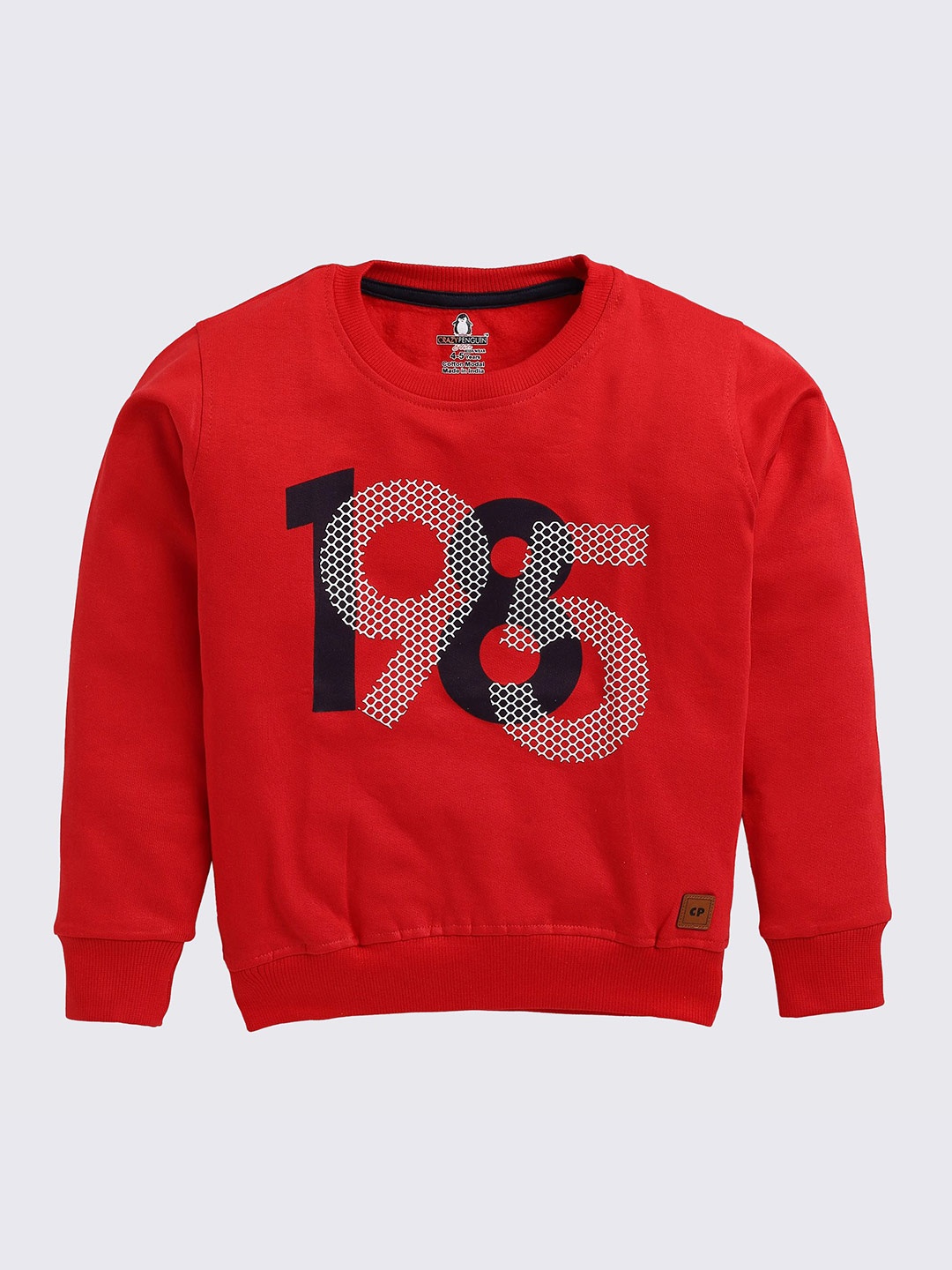 

CRAZYPENGUIN ELITE Boys Typography Printed Pullover Sweatshirt, Red