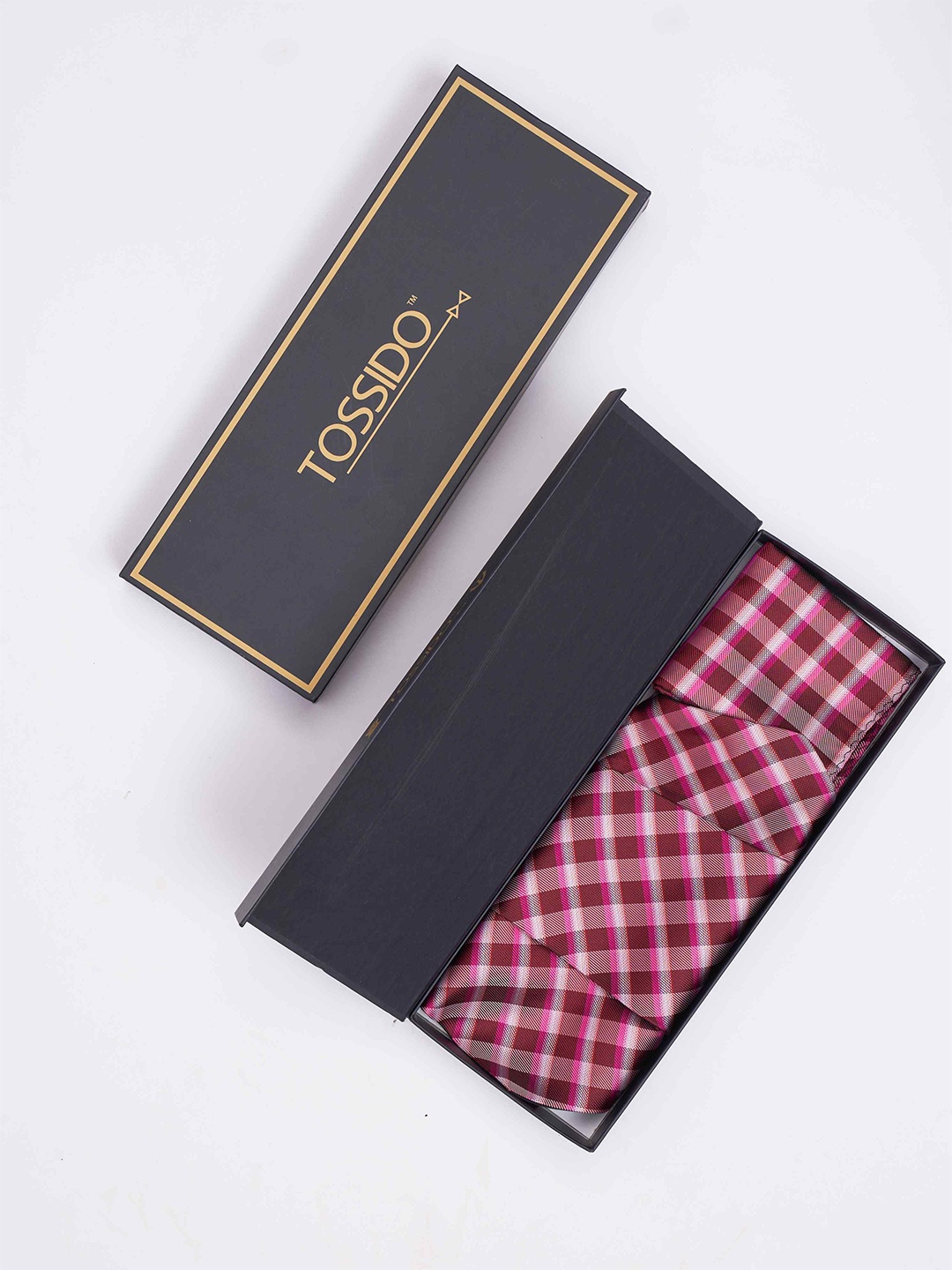 

Tossido Men Woven Design Cravat & Pocket Square Accessory Gift, Pink