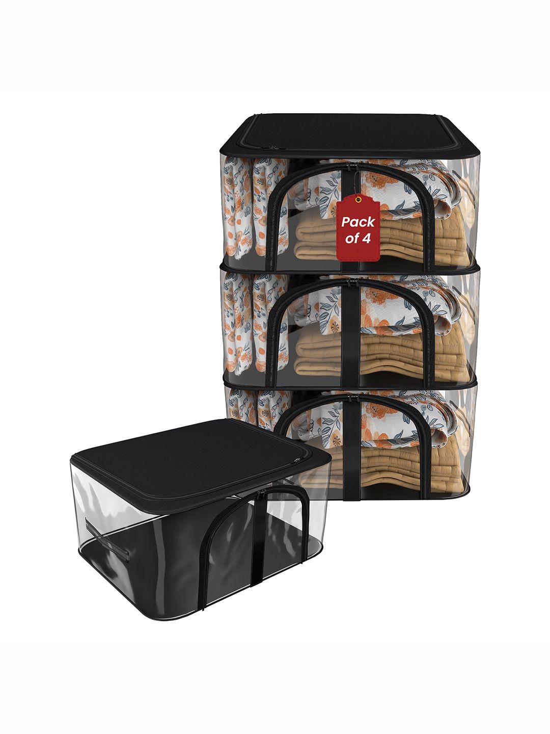 

Kuber Industries Black 4 Pieces Regular Drawer Organisers