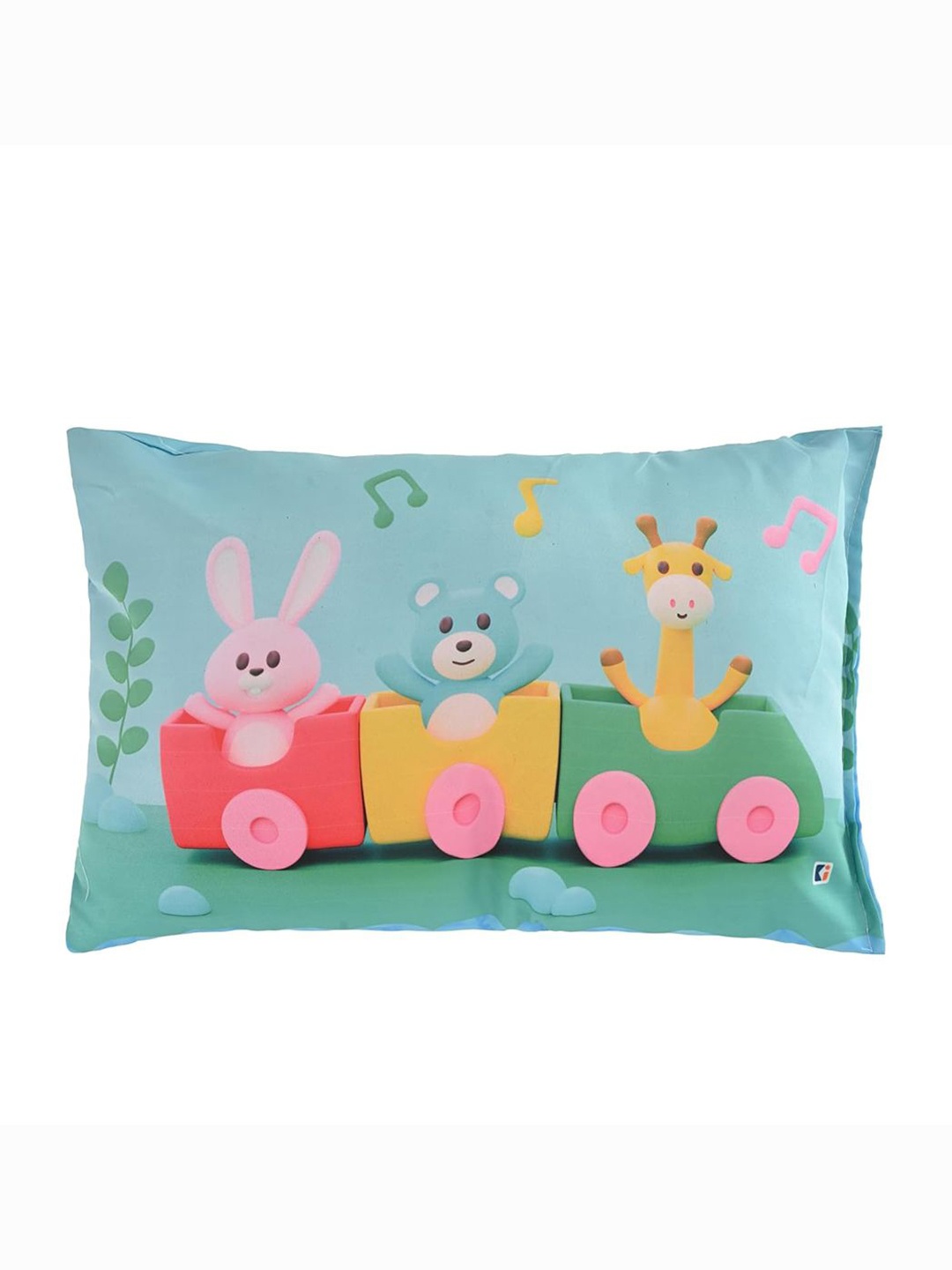 

Kuber Industries Green Train Printed Microfibre Memory Foam Filled Baby Pillow