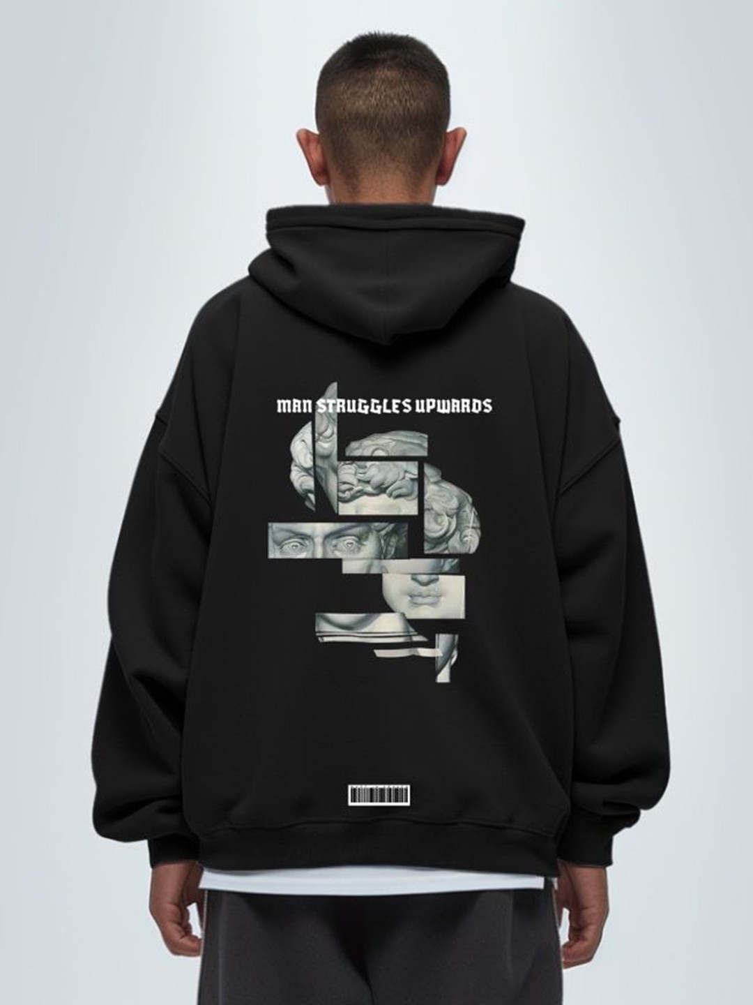 

TheBTclub Man Struggle Upwards Hooded Sweatshirt, Black