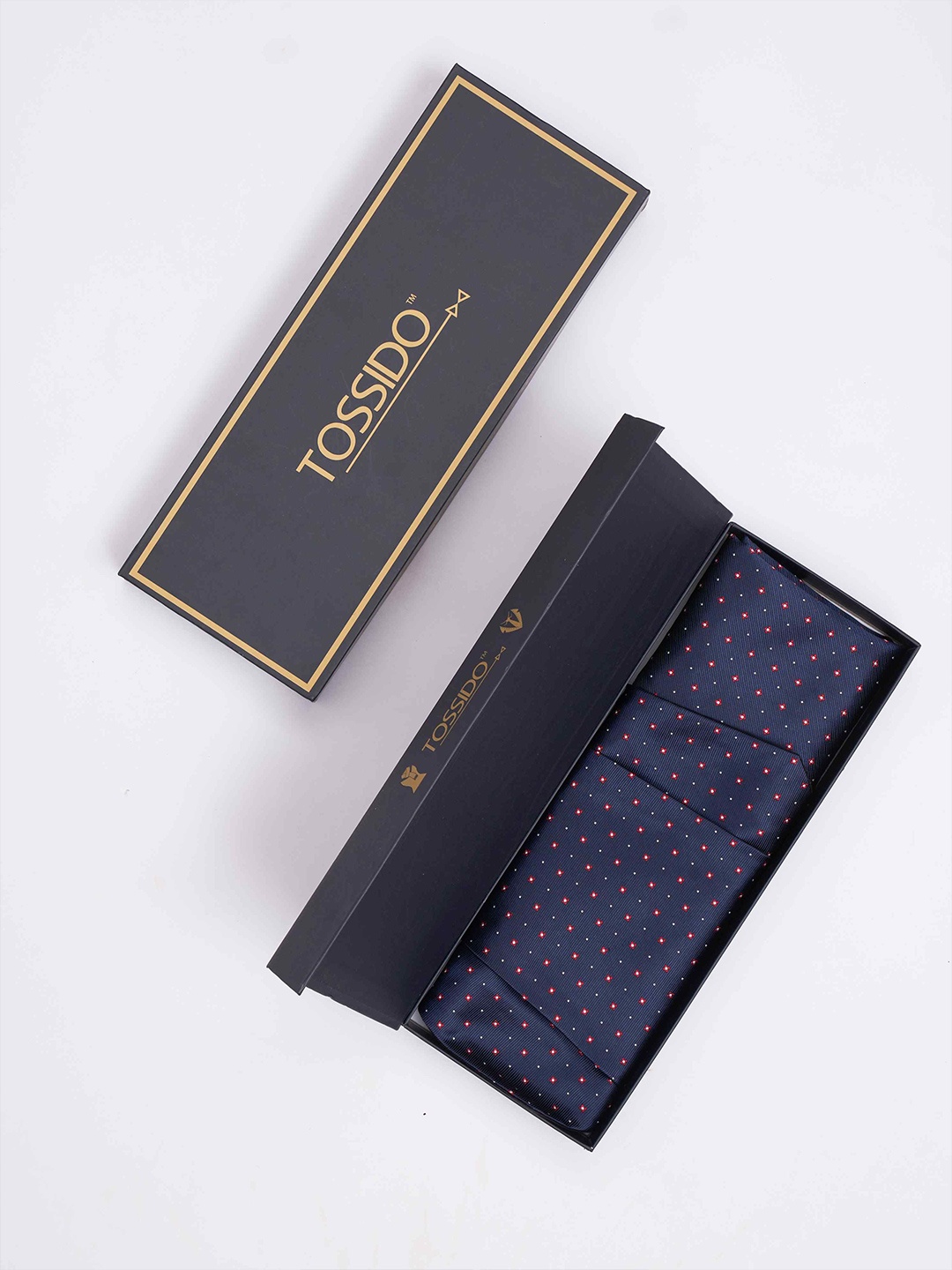 

Tossido Men Woven Design Cravat & Pocket Square Accessory Gift, Blue