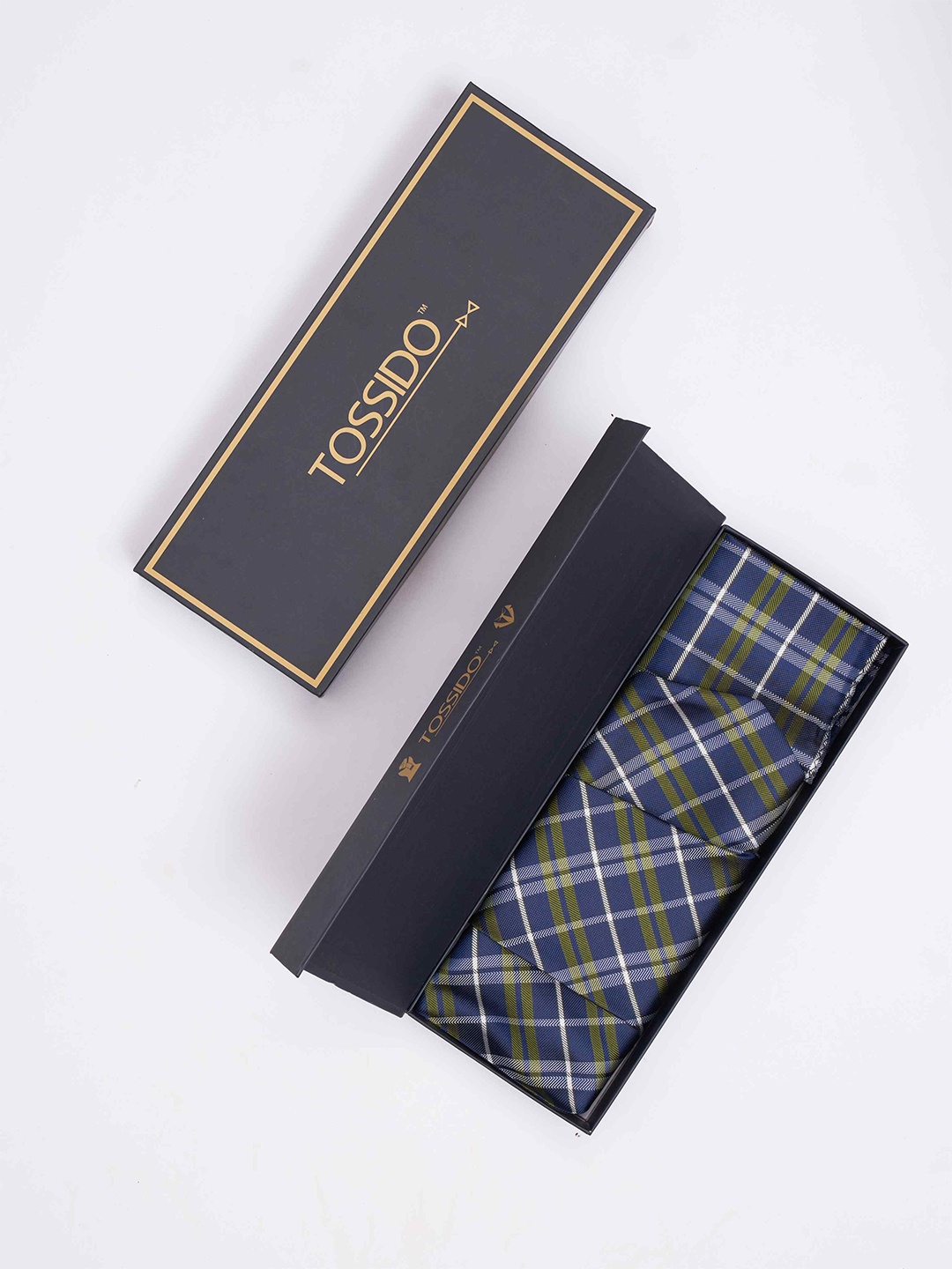 

Tossido Men Woven Cravat & Pocket Square Accessory Gift, Blue