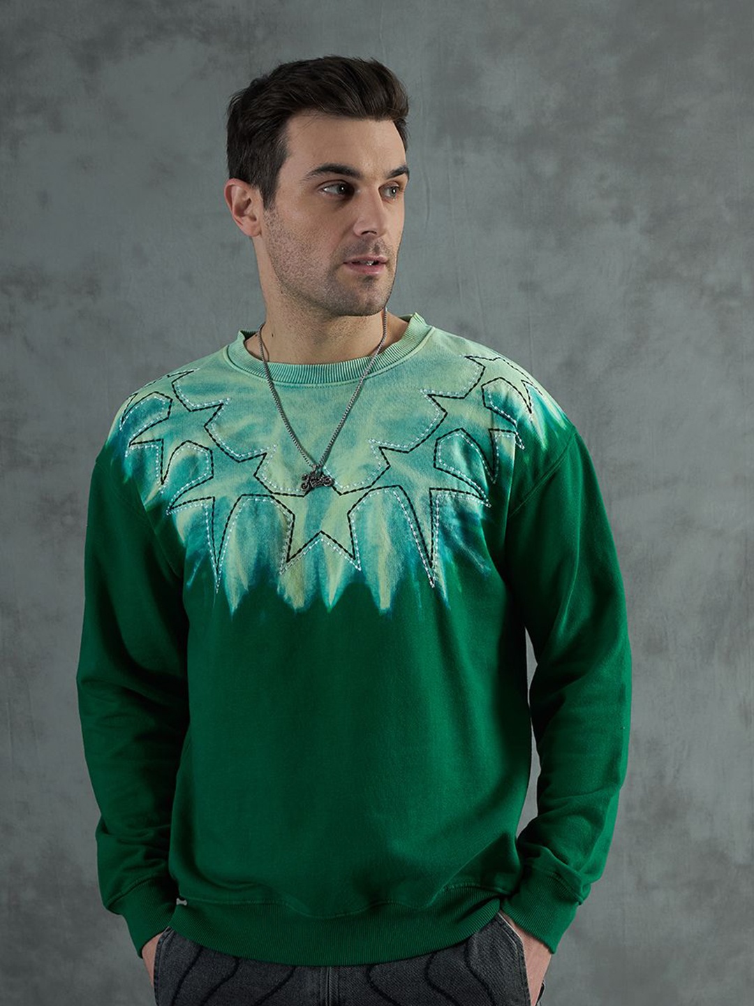 

FUGAZEE Men Embroidered Sweatshirt, Green