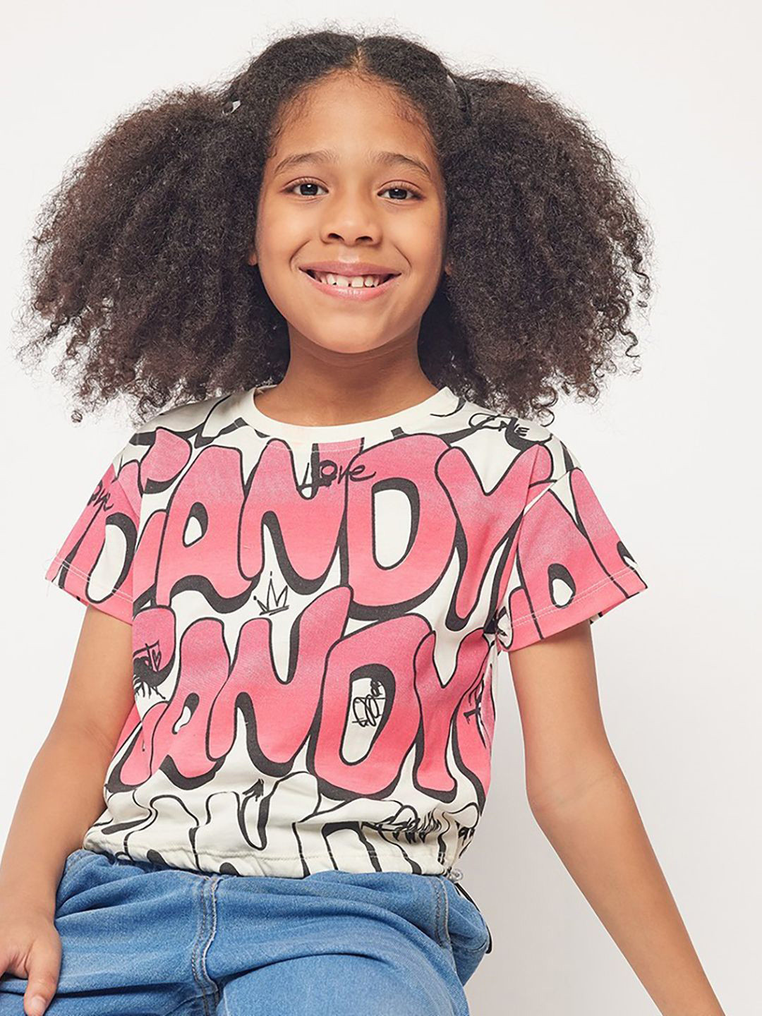 

PAMPOLINA Girls Graphic Printed Top, White