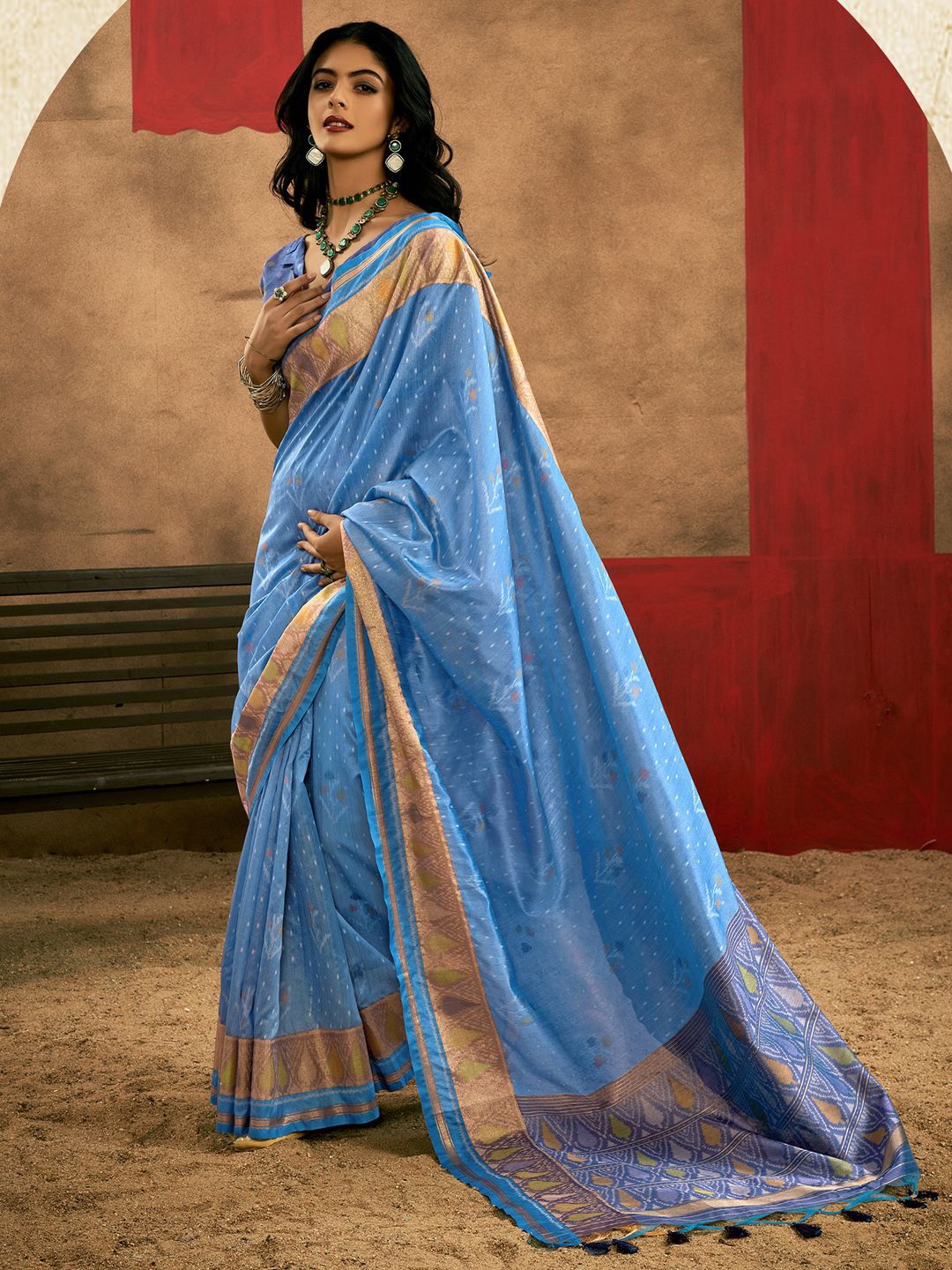 

Mitera Woven Design Zari Saree, Blue