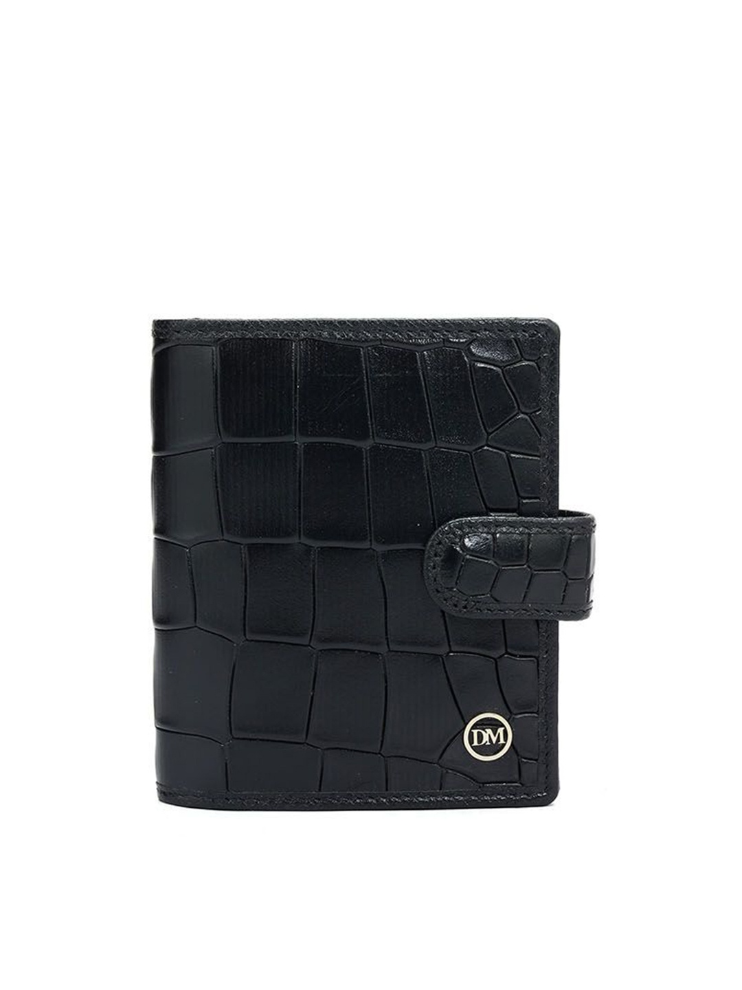 

Da Milano Unisex Geometric Textured Leather Card Holder, Black