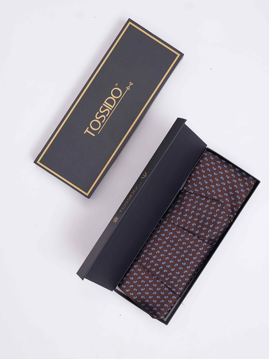 

Tossido Men Woven Design Cravat & Pocket Square Accessory Gift, Blue