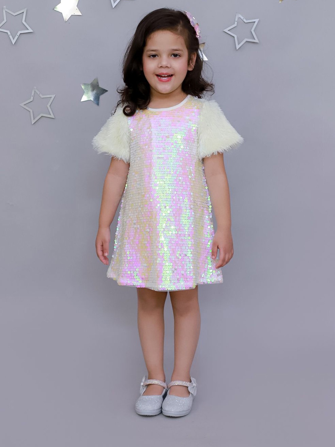 

LIL DRAMA Girls Embellished A-Line Dress, White