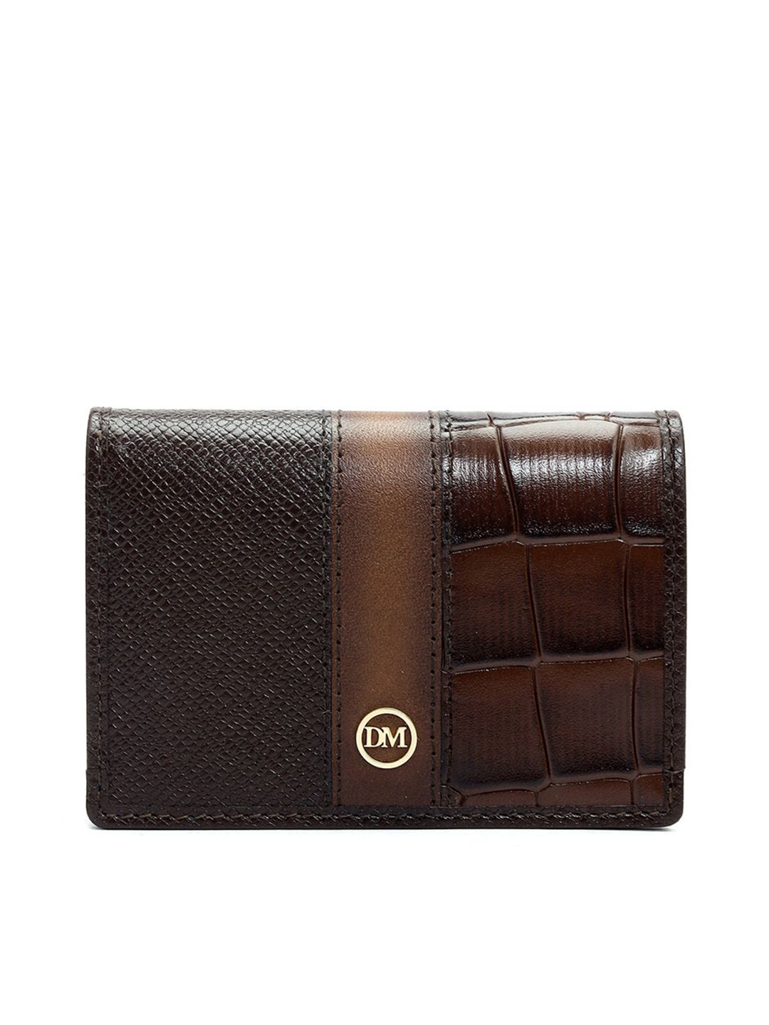 

Da Milano Unisex Textured Leather Card Holder, Brown