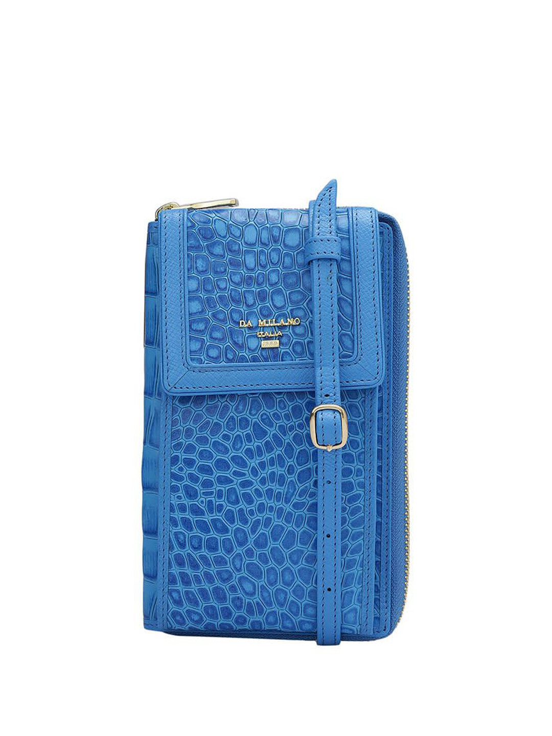 

Da Milano Textured Leather Two Fold Wallet, Blue