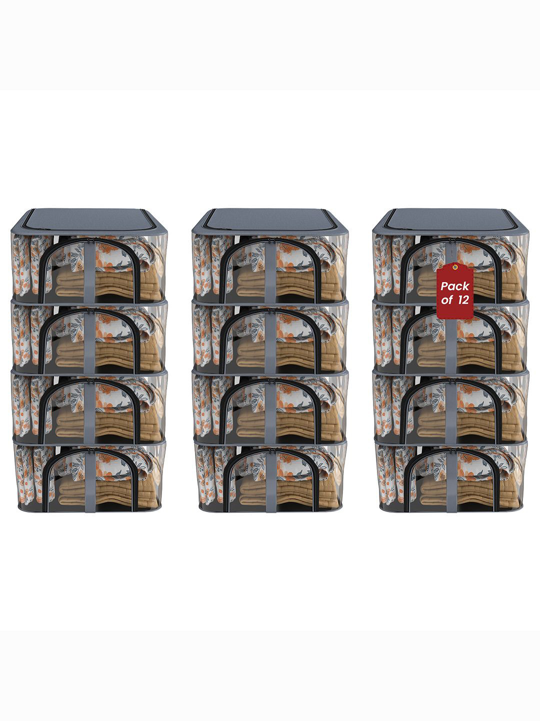 

Kuber Industries Grey 12 Pieces Regular Drawer Organisers