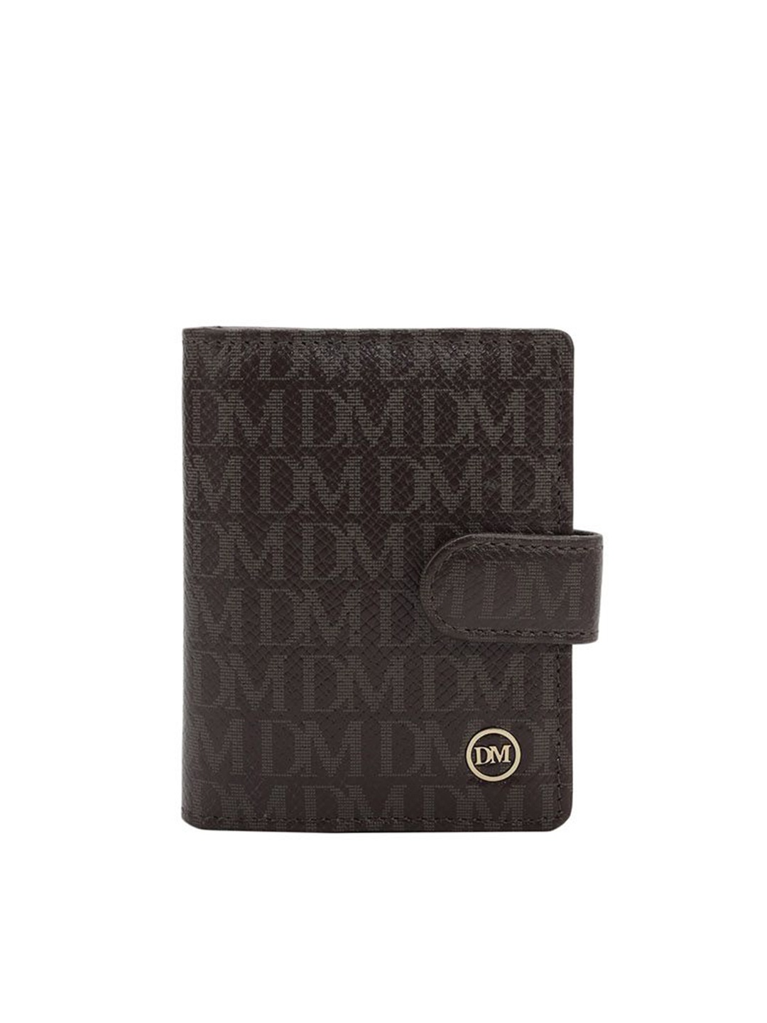 

Da Milano Unisex Printed Leather Card Holder, Brown