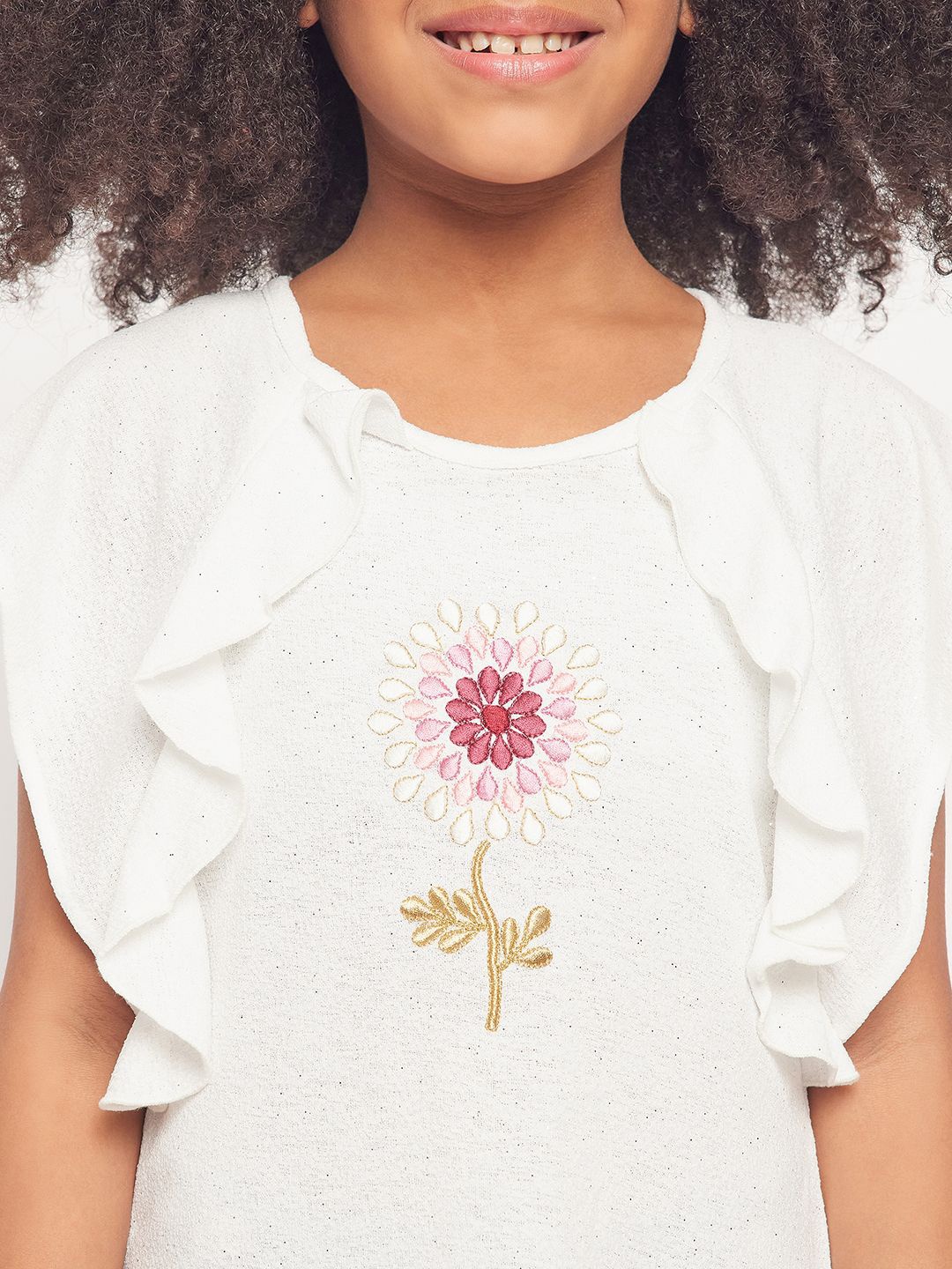 

PAMPOLINA Girls Print Top, White