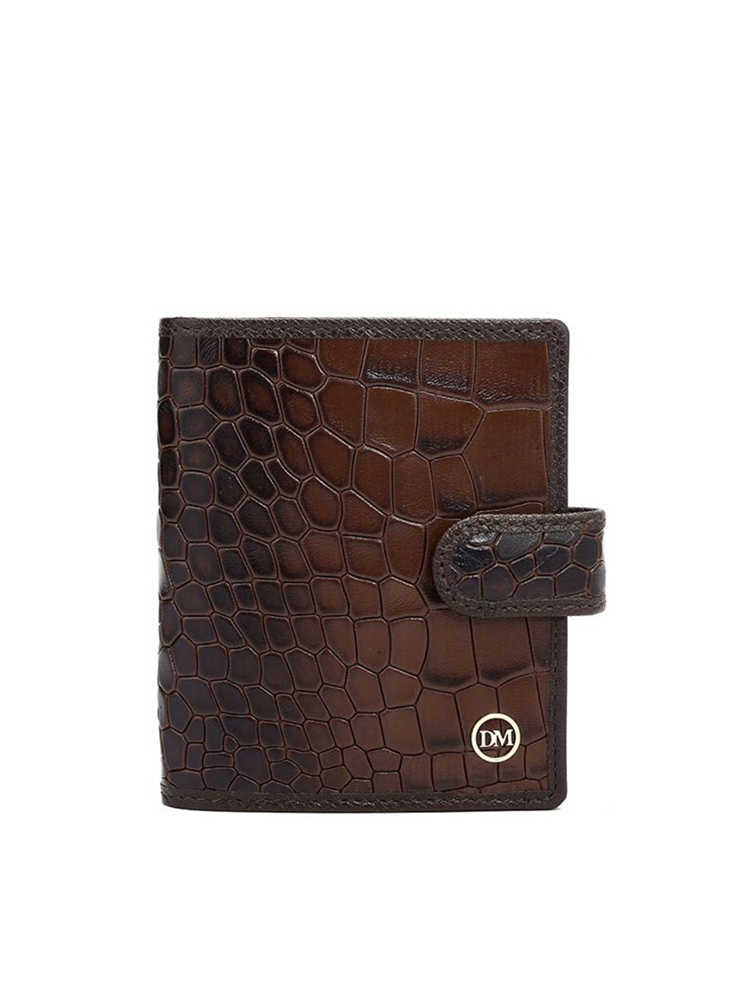 

Da Milano Unisex Geometric Textured Leather Card Holder, Brown