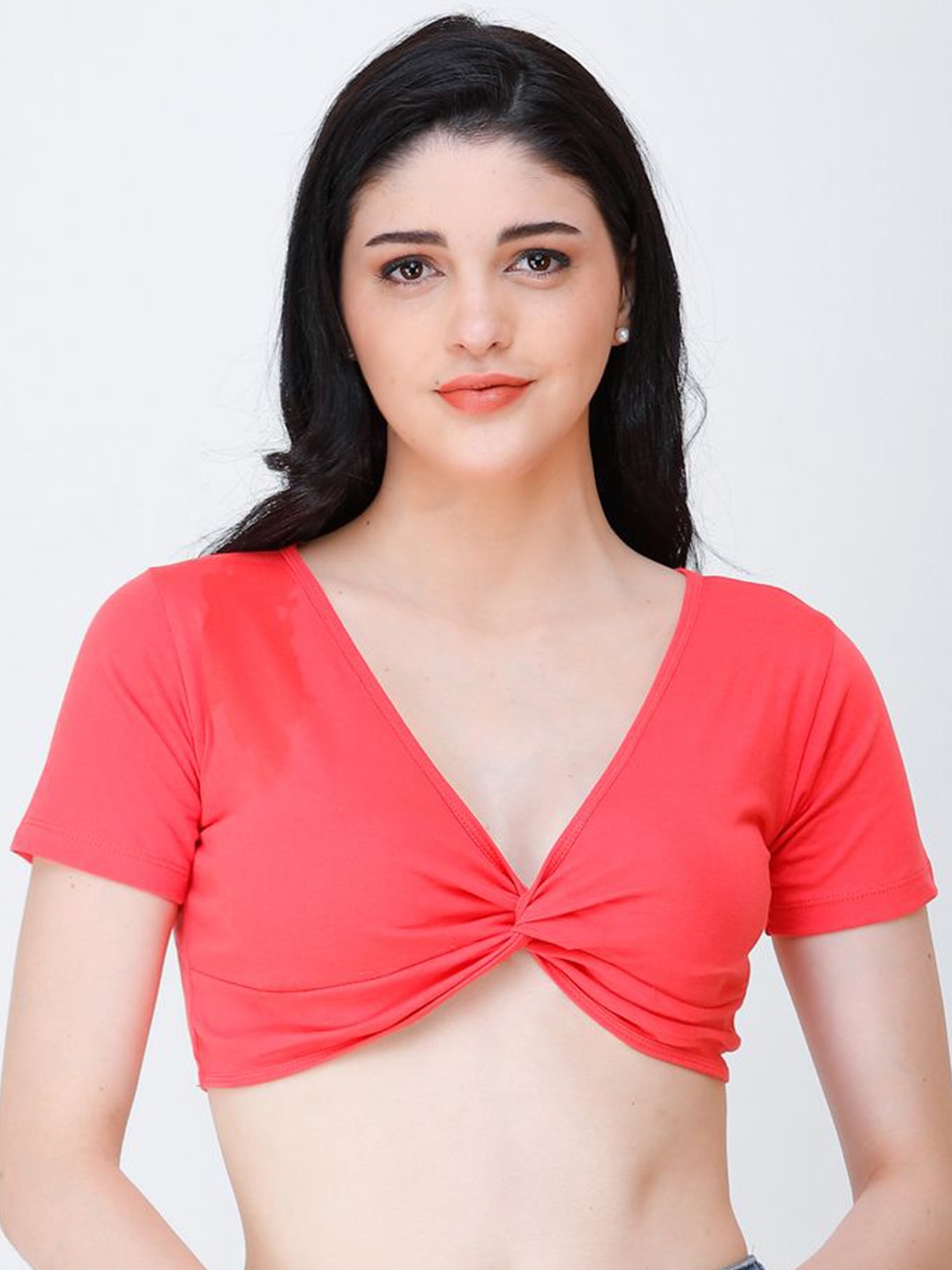 

BAESD Women Fitted Crop Top, Coral